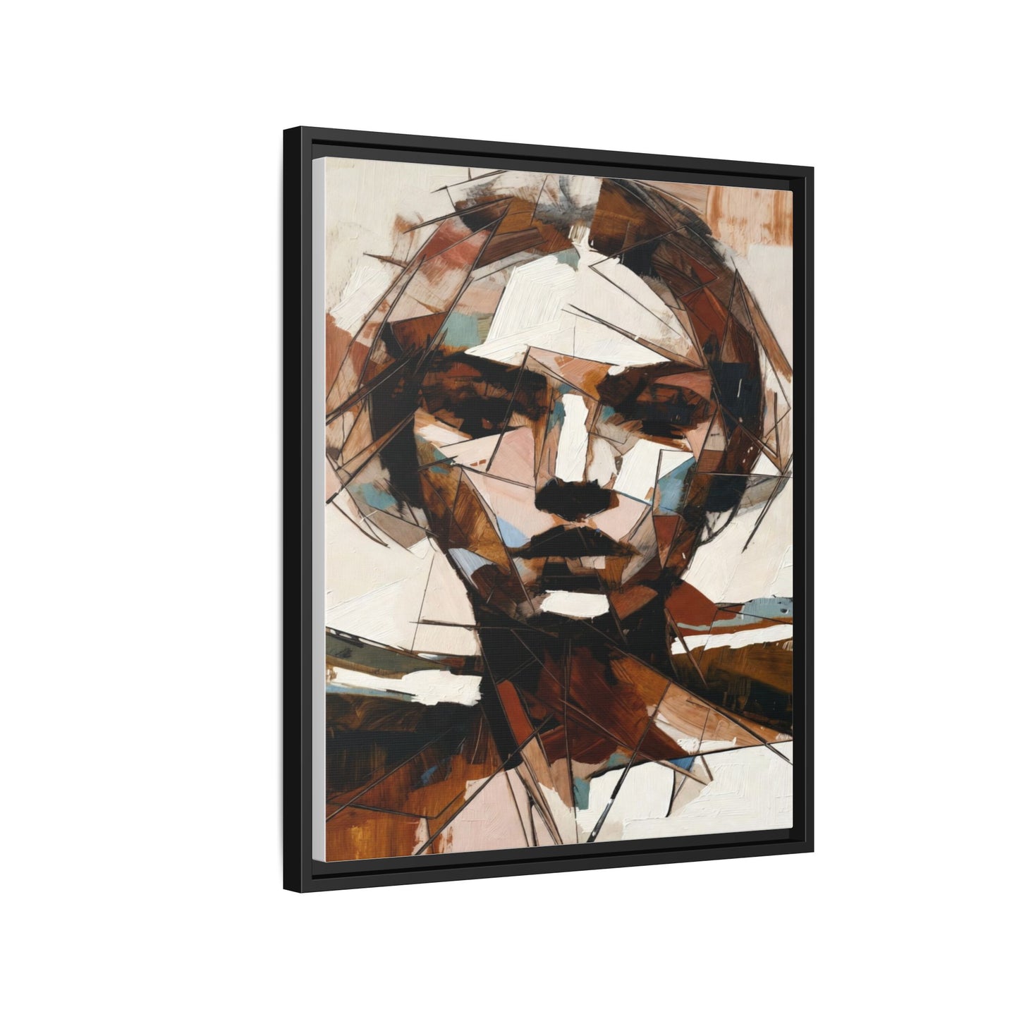 Abstract Woman Portrait Matte Canvas Framed — Geometric Multi-Color Wall Art