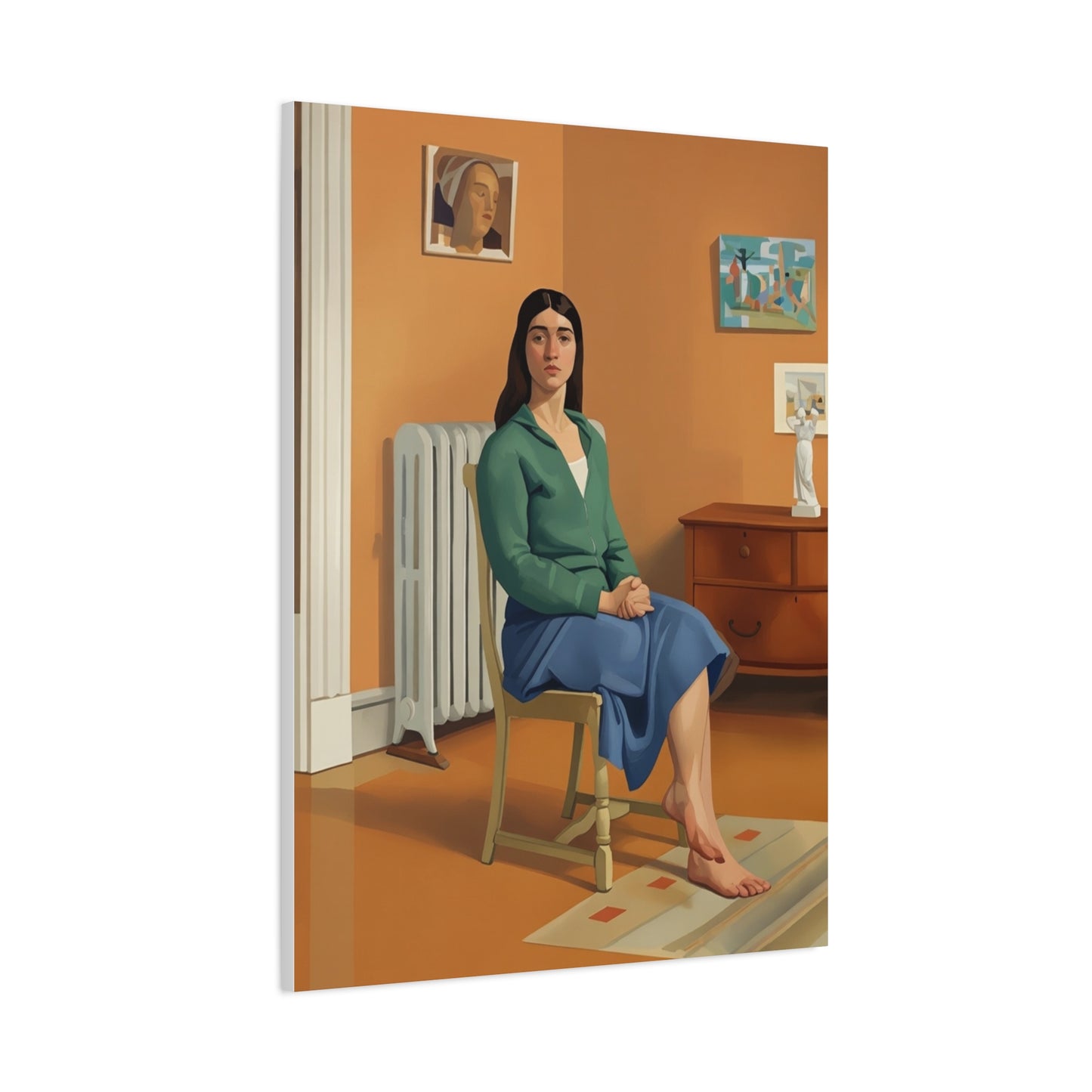 Portrait Canvas Print — Seated Woman Matte Stretched Wall Art