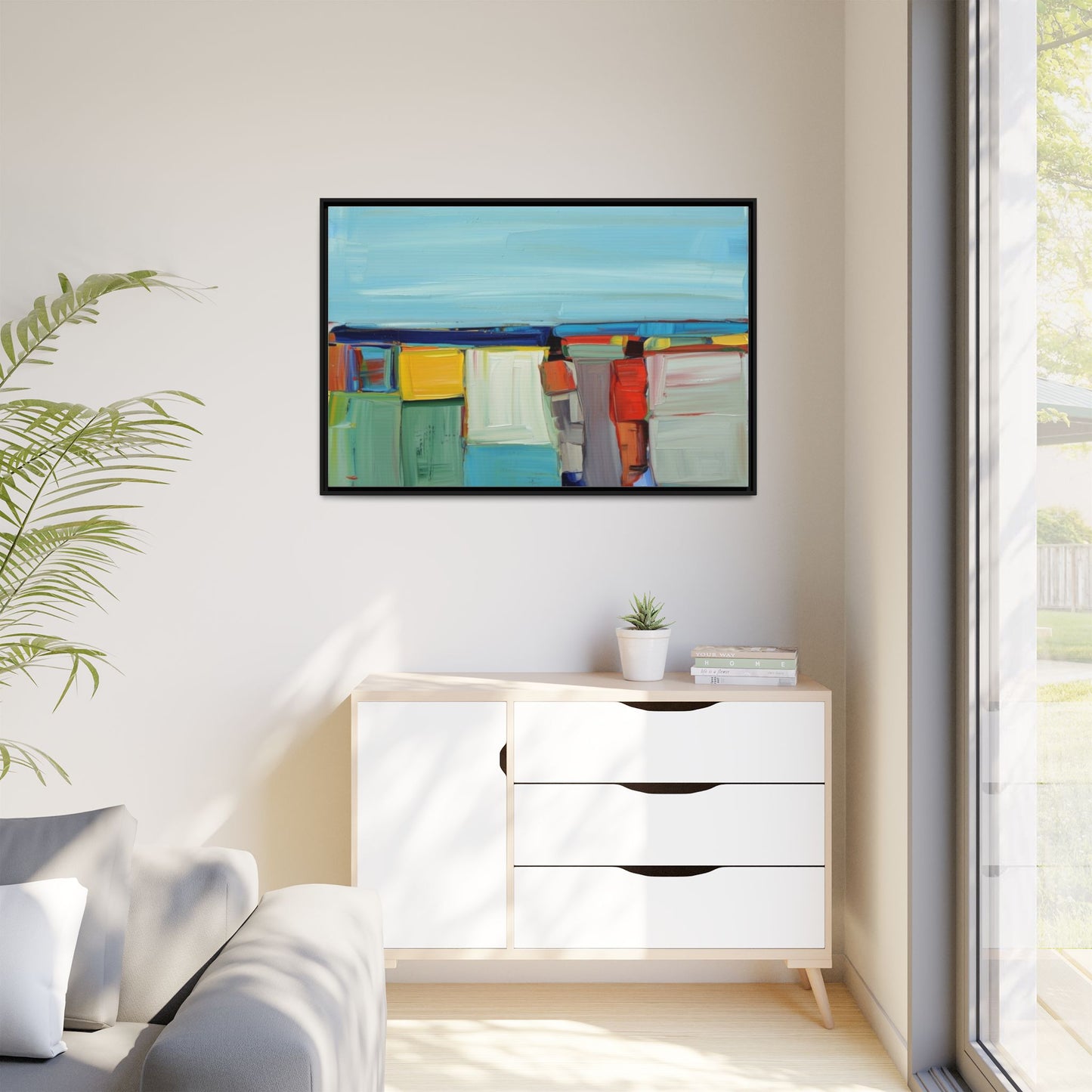 Abstract Coastal Blocks Matte Canvas Print (Framed)