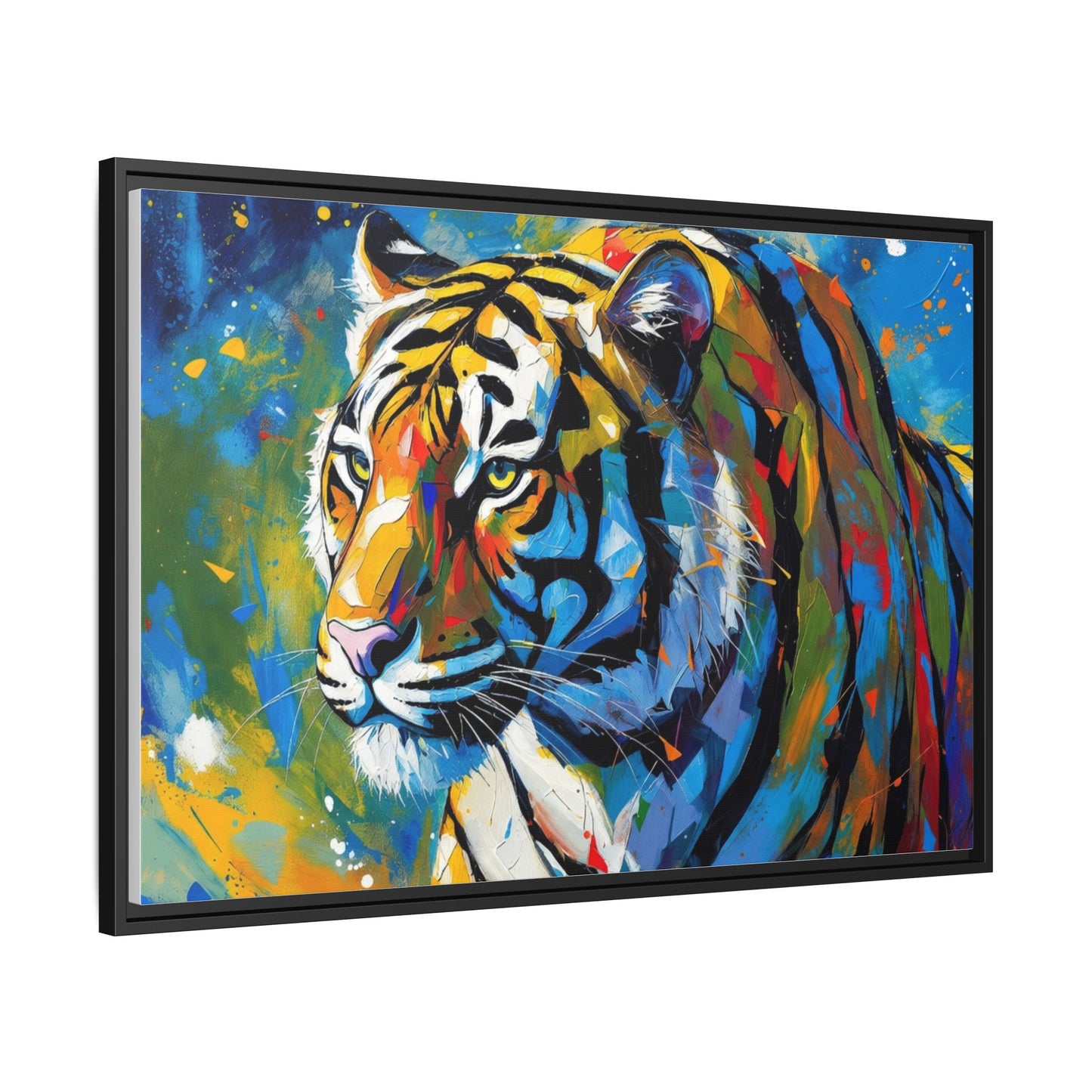 Colorful Tiger Matte Canvas Framed Art — Vibrant Wildlife Wall Decor