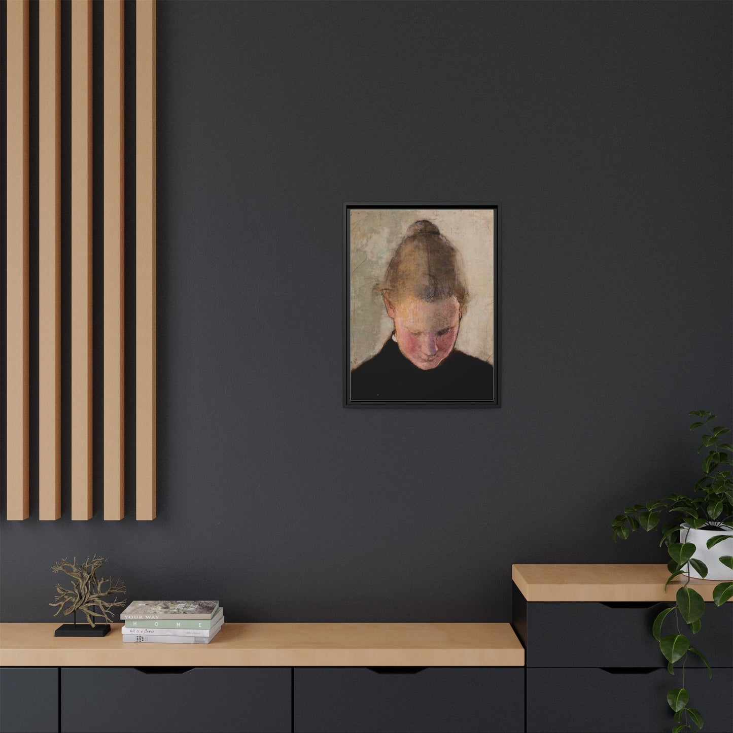 Lukeva tytto by Helena Schjerfbeck Framed Matte Canvas Art Print