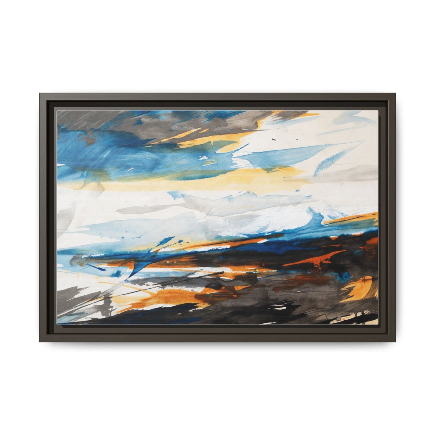 Abstract Coastal Waves Matte Canvas Framed Wall Art
