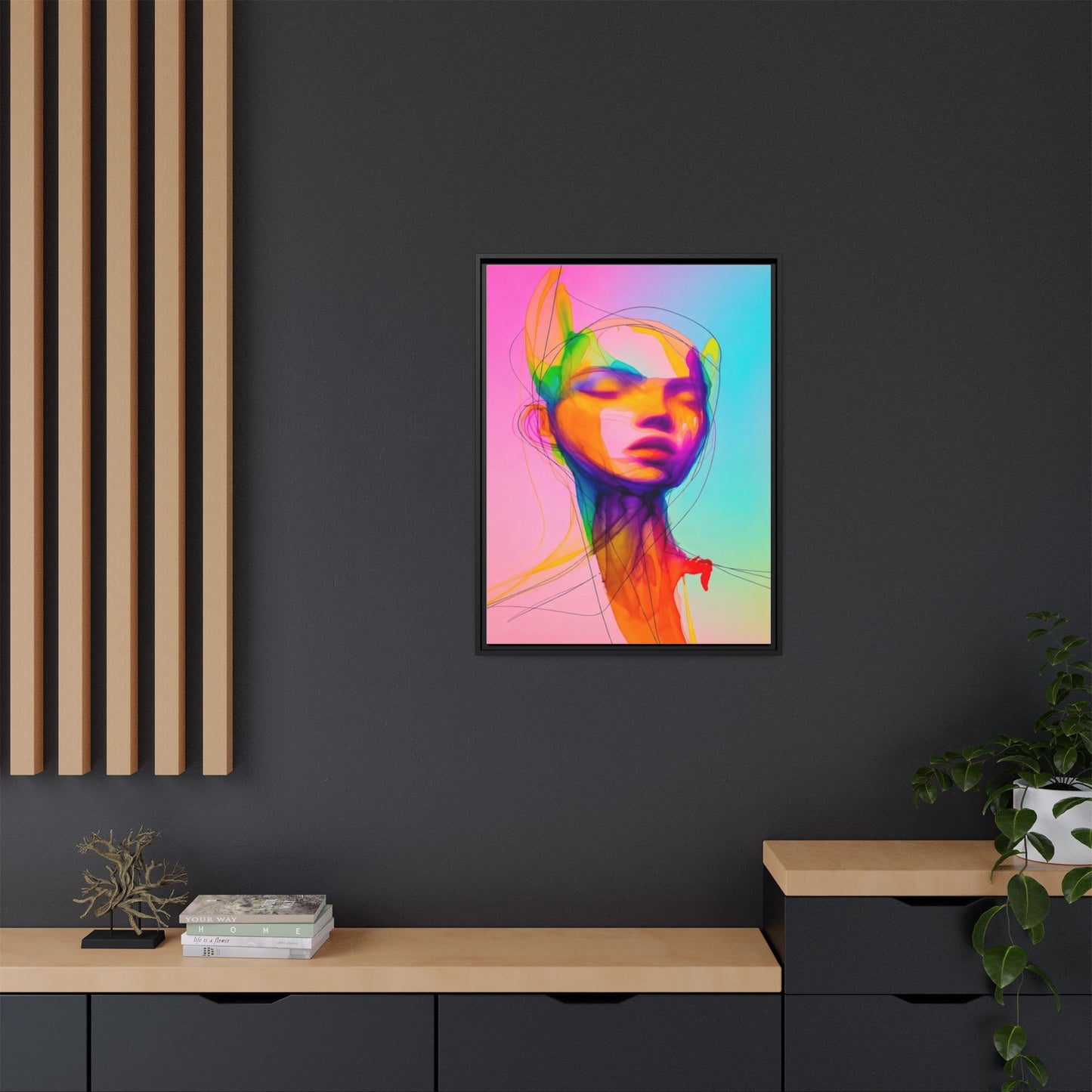 Framed Matte Canvas Art — Vibrant Abstract Portrait Wall Print