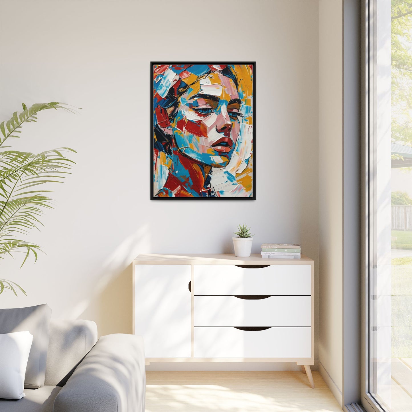 Colorful Abstract Portrait Framed Canvas Print