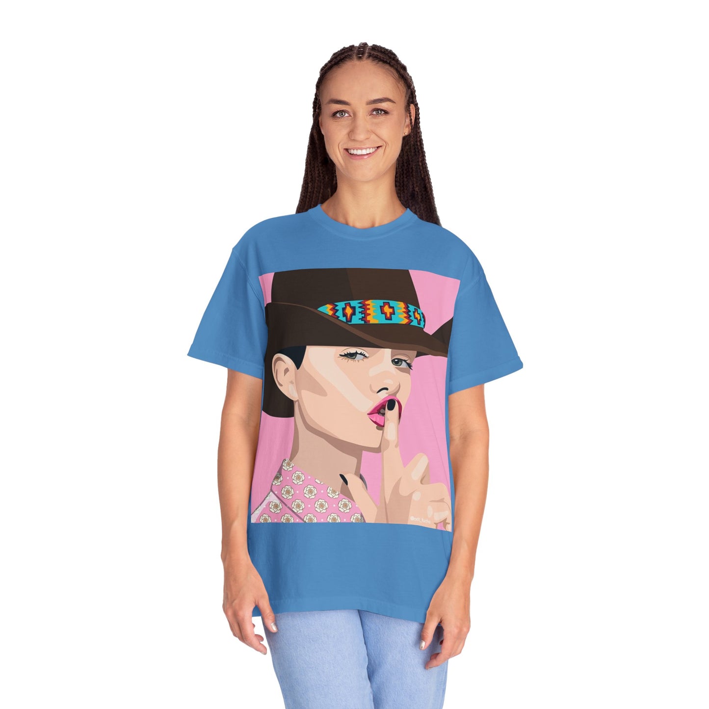 Cowgirl Pop Art T-Shirt — Pink 'Shh' Graphic Tee