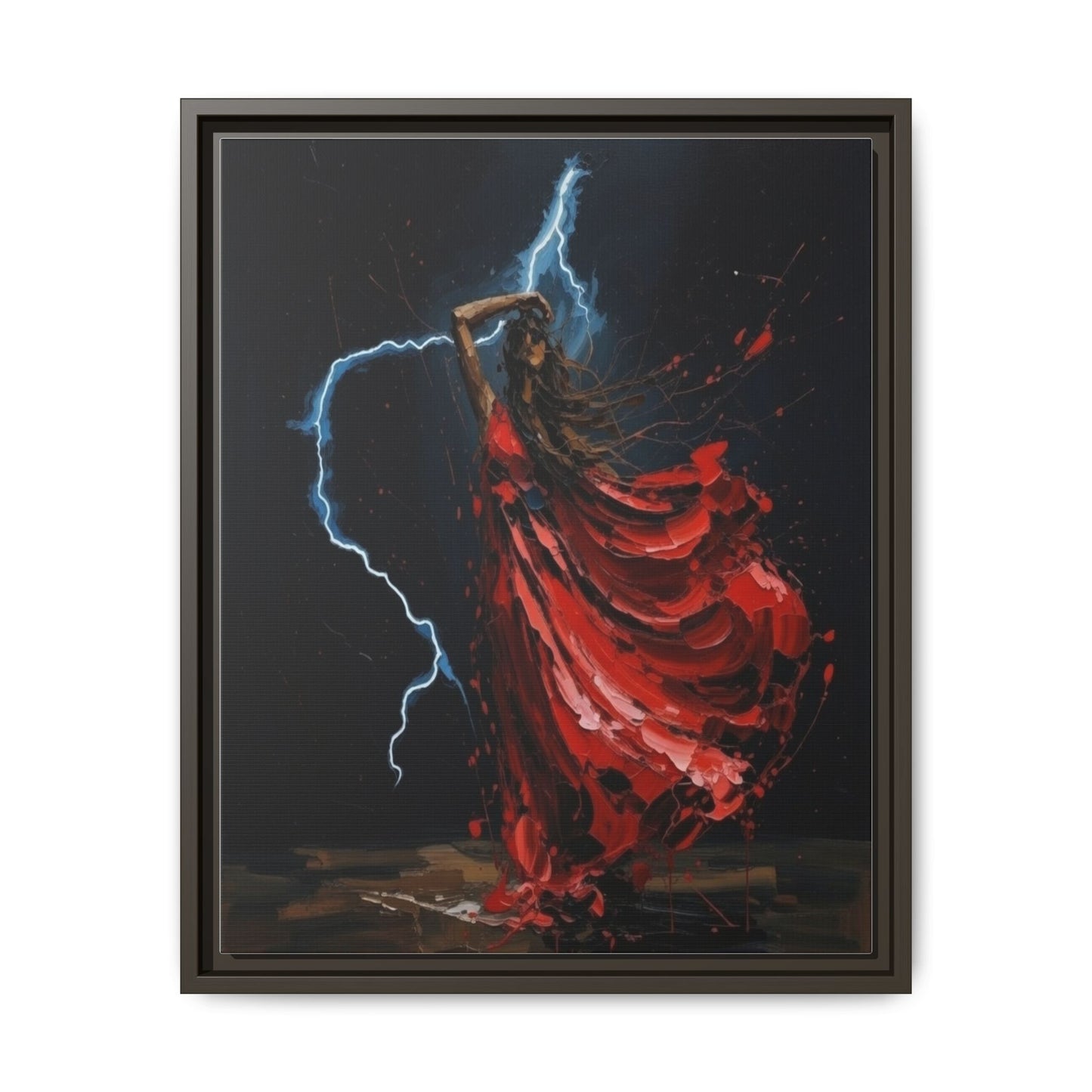 Framed Matte Canvas Print — Red Dancer Lightning Art