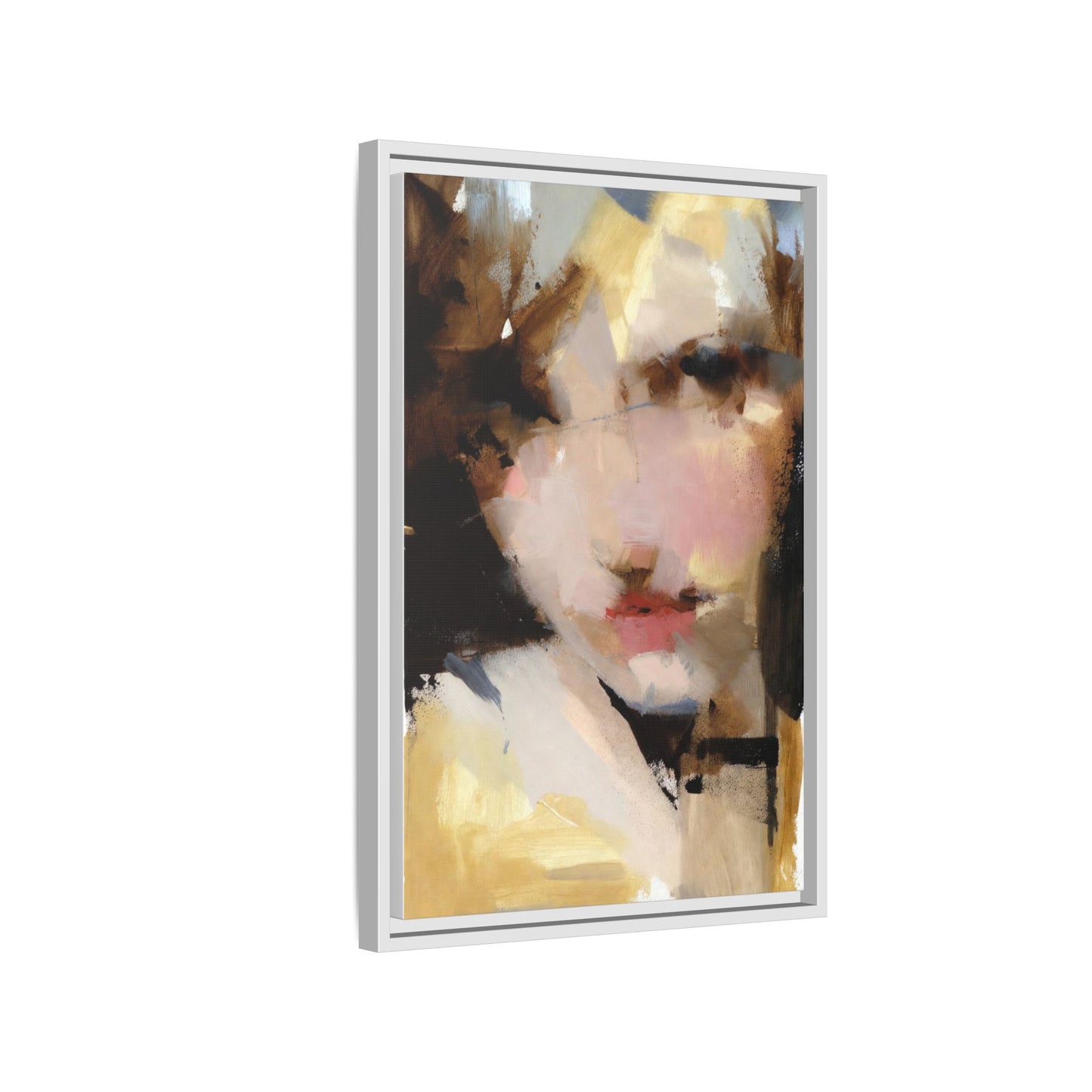 Abstract Portrait Matte Canvas Framed Print — Modern Feminine Wall Art