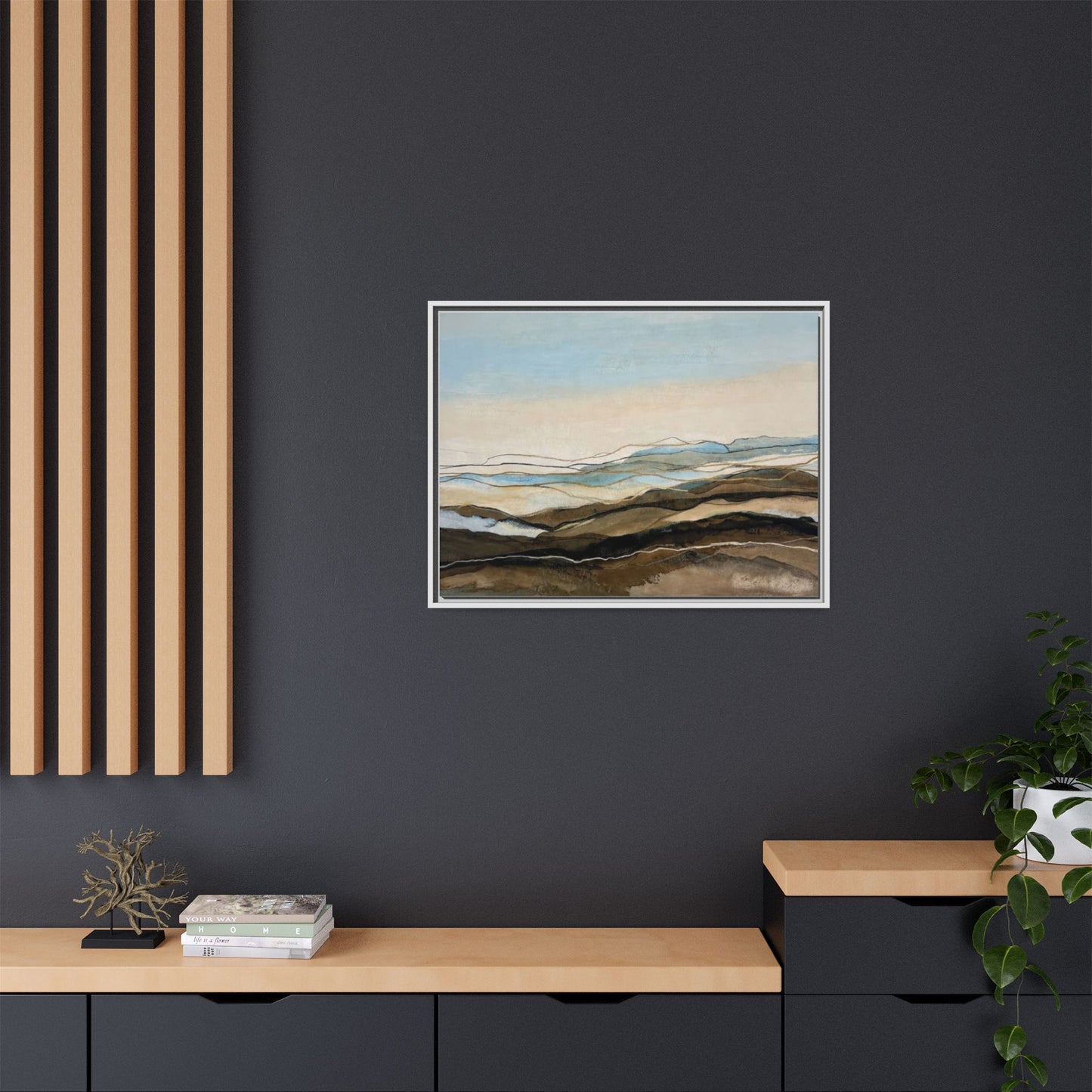 Framed Matte Canvas Print — Abstract Coastal Landscape Wall Art
