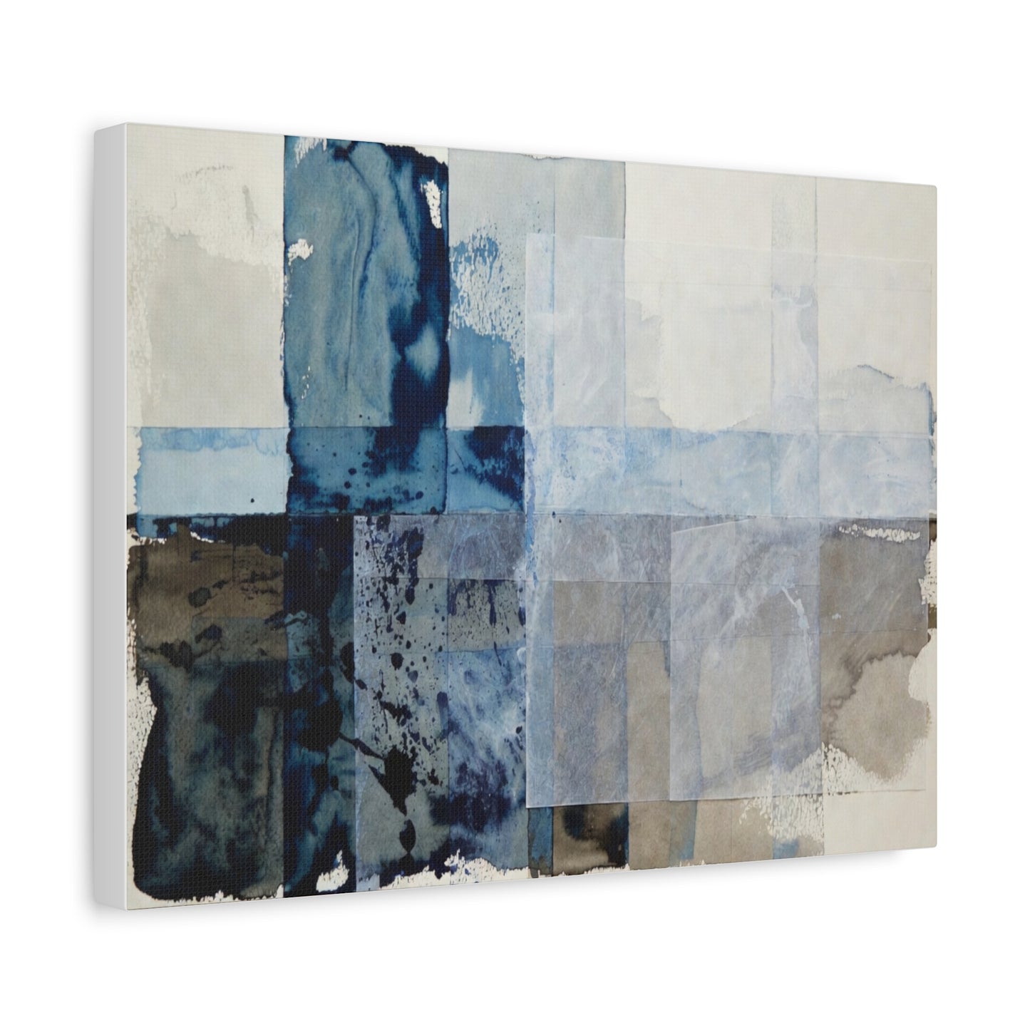 Abstract Blue Geometric Canvas Art — Stretched Matte Wall Decor
