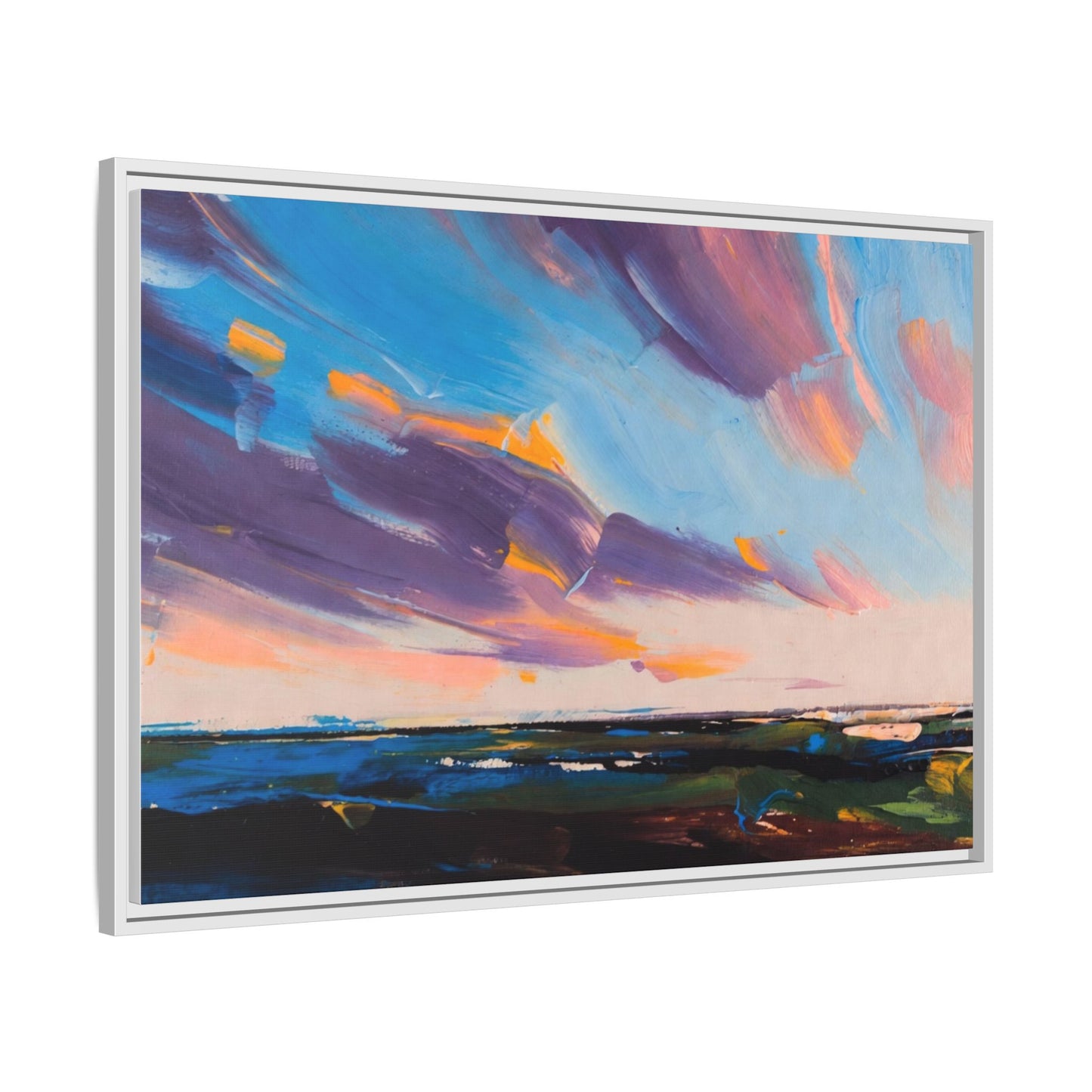 Framed Matte Canvas Abstract Seascape Sunset Art Print