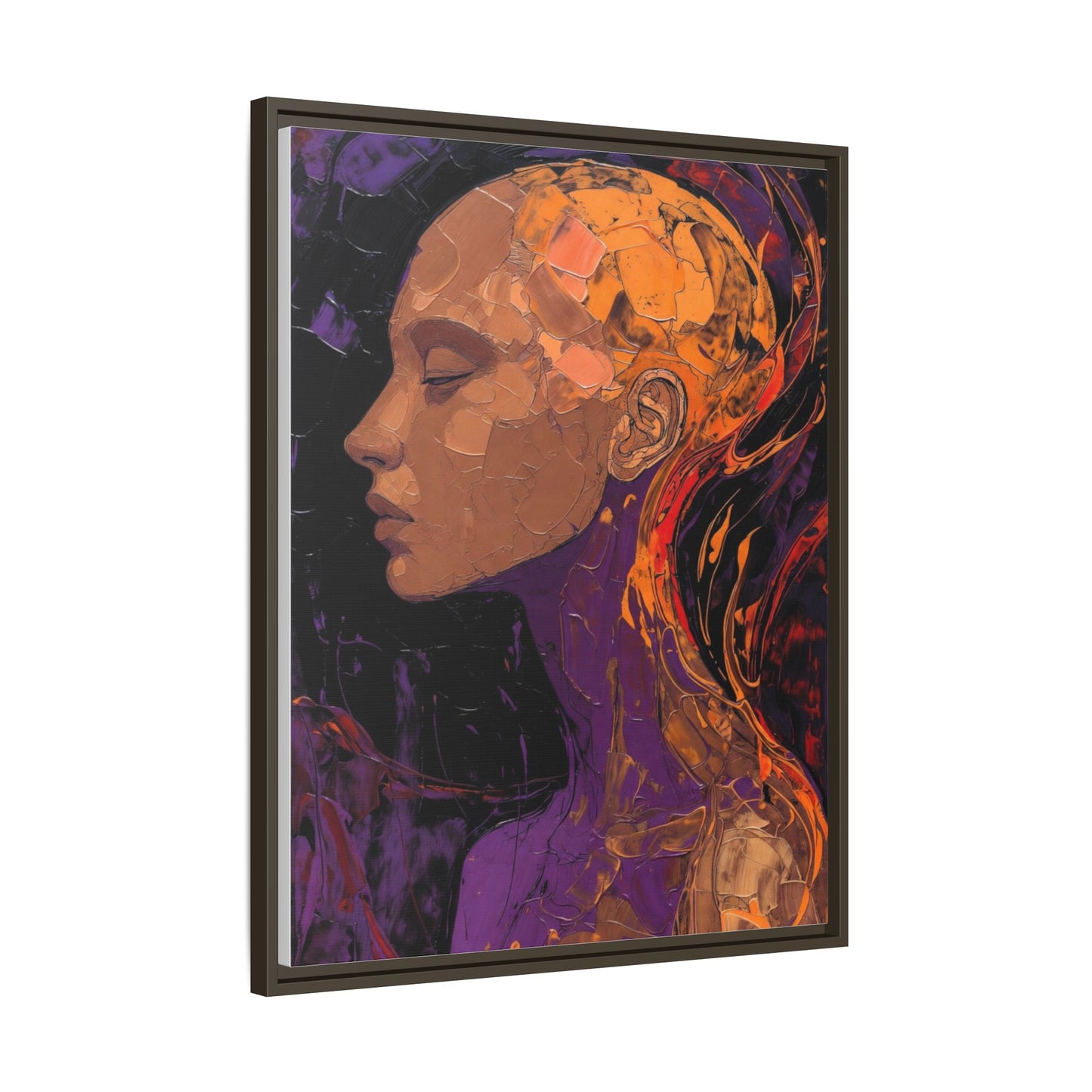 Abstract Profile Portrait Matte Framed Canvas — Multicolor Feminine Art Print
