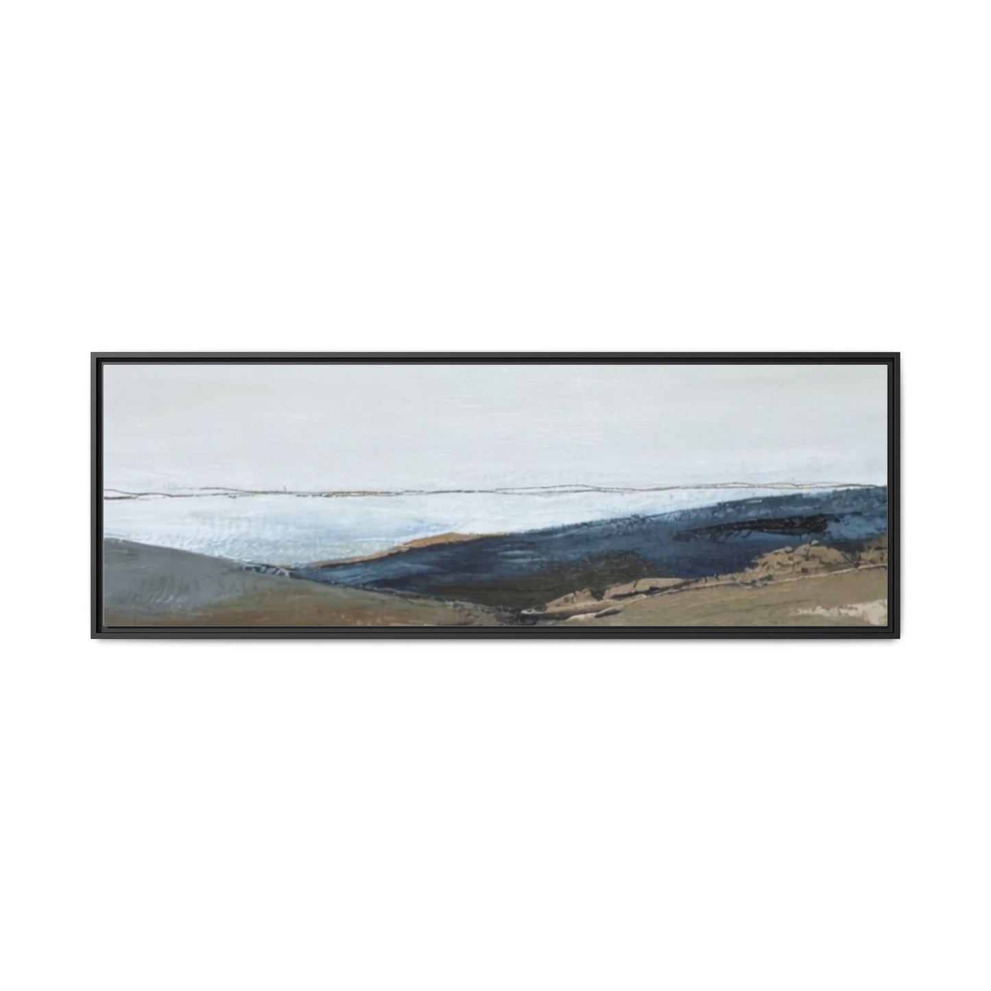 Framed Matte Canvas Wall Art — Serene Coastal Abstract Landscape