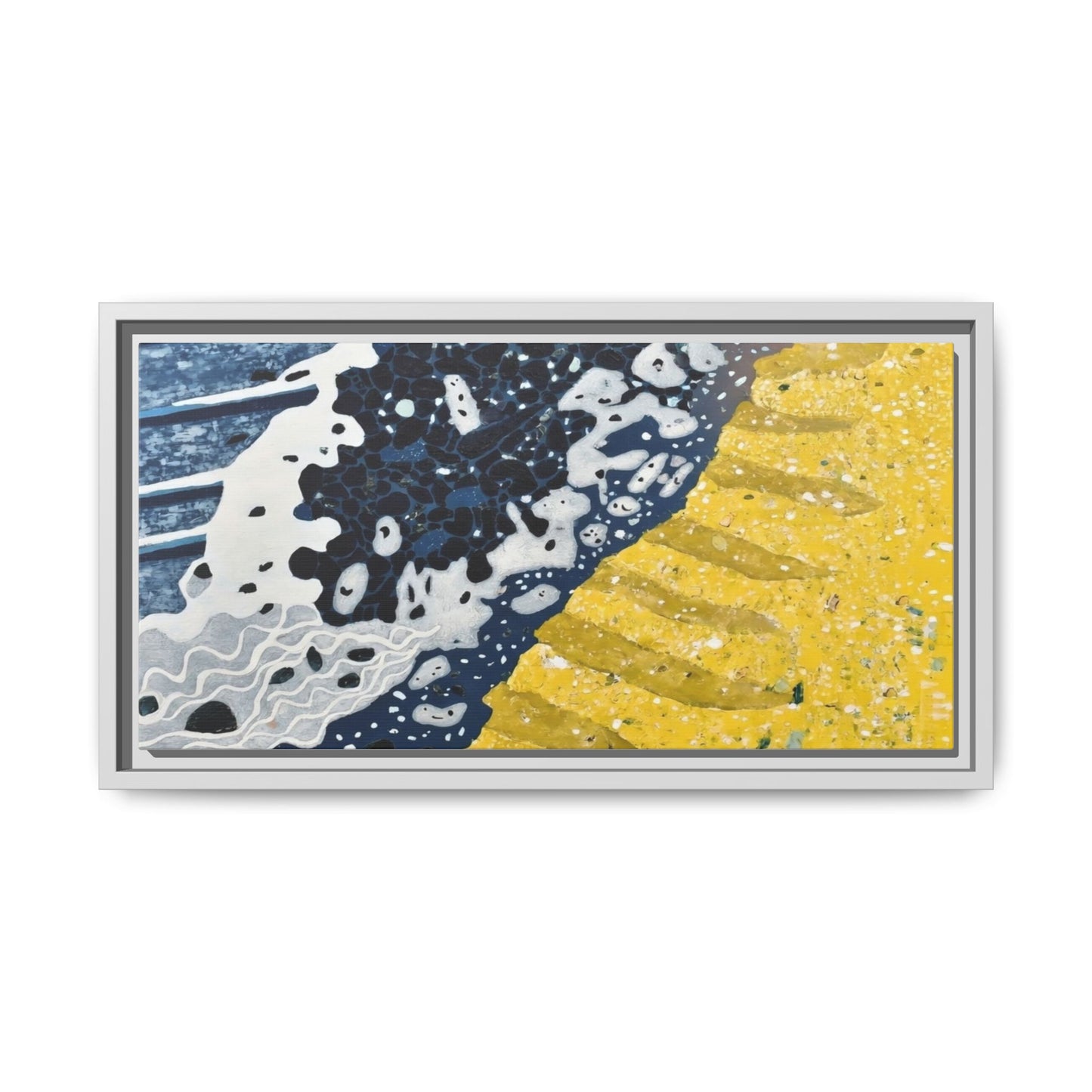 Framed Abstract Ocean & Sand Matte Canvas Print