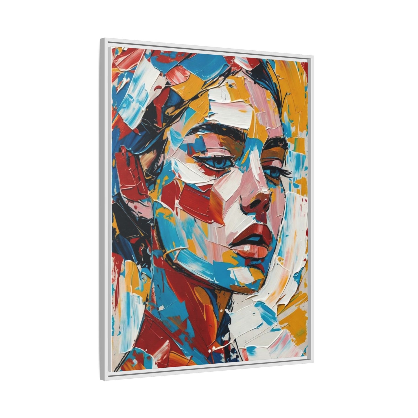 Colorful Abstract Portrait Framed Canvas Print