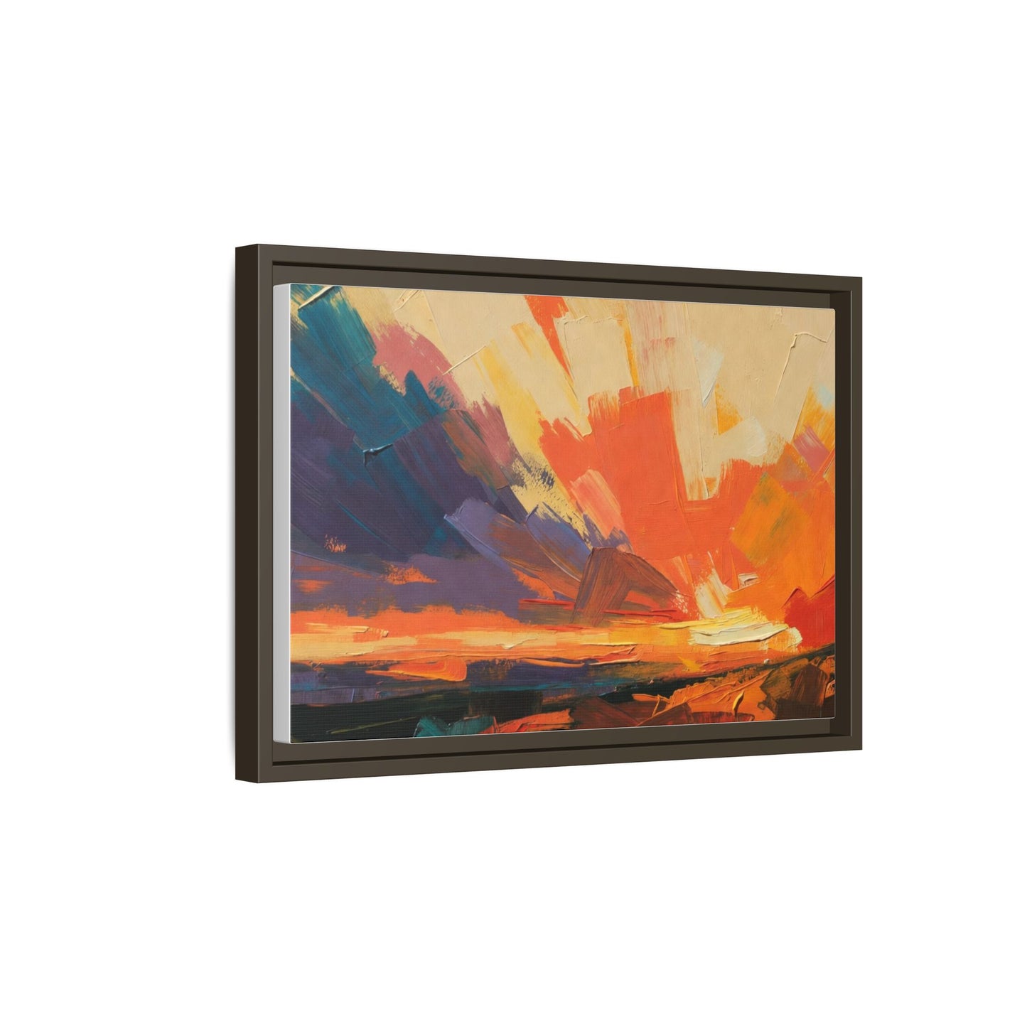 Framed Abstract Sunset Canvas Art – Multicolor Matte Wall Decor