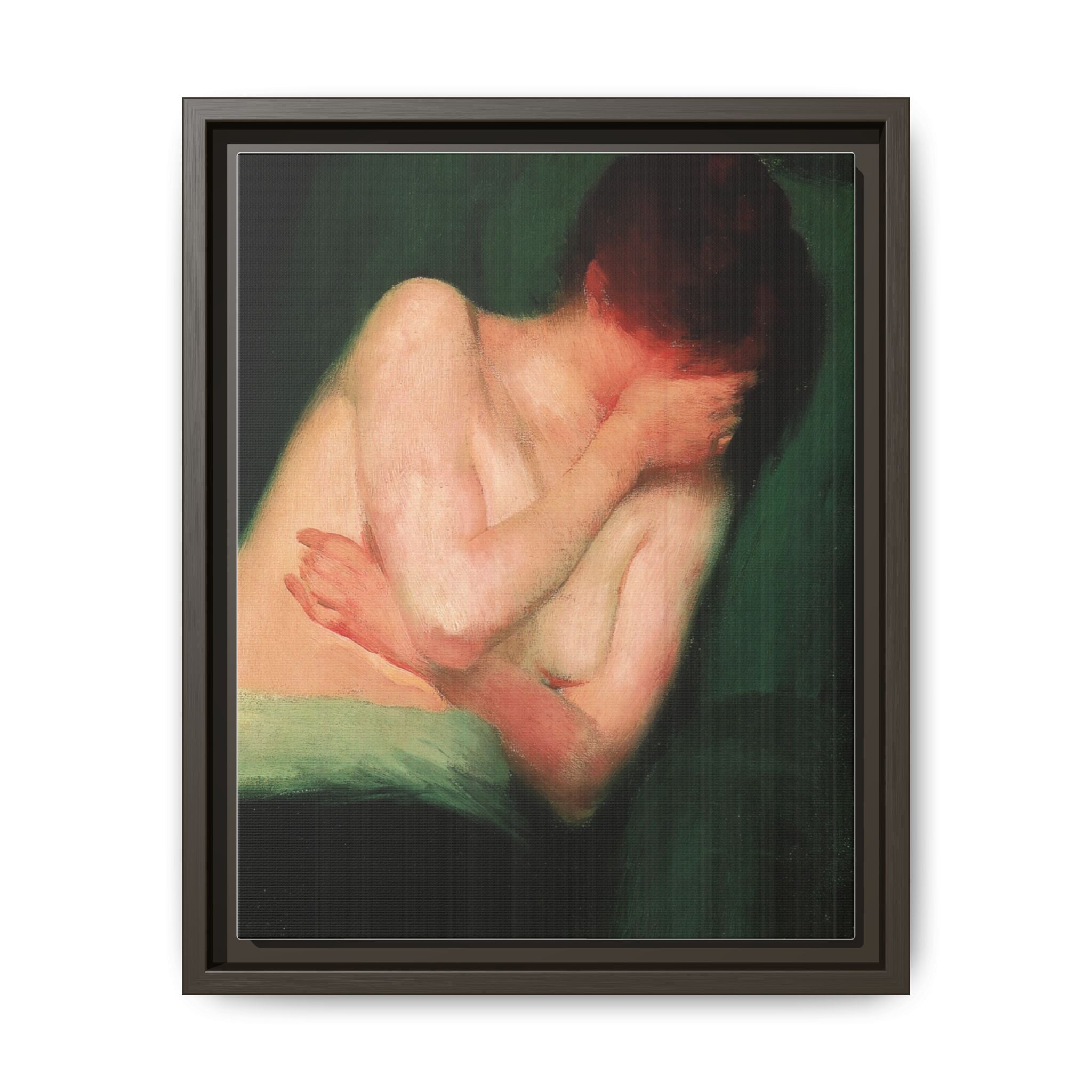 Female Nude by János Vaszary Framed Matte Canvas Wall Art Print