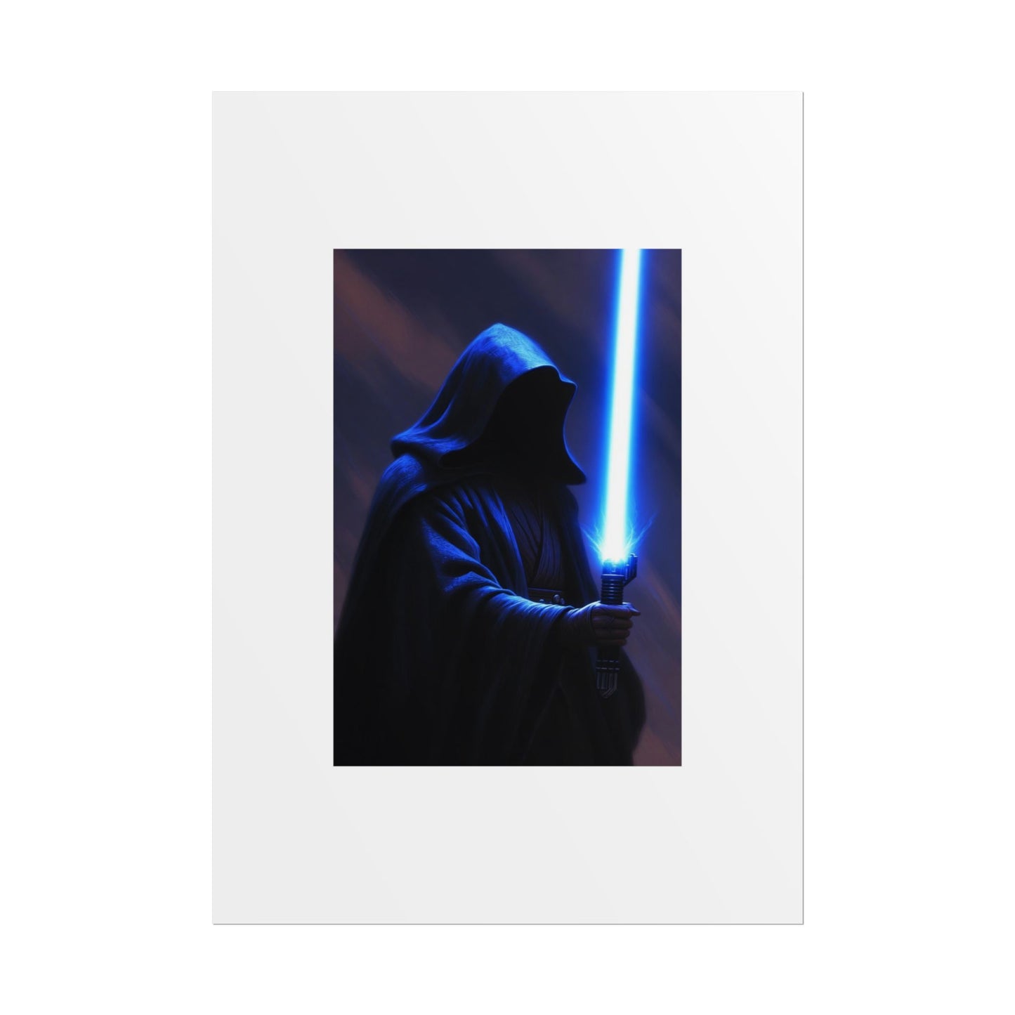 Sci‑Fi Lightsaber Poster — Hooded Jedi Warrior Wall Art (Rolled Poster)
