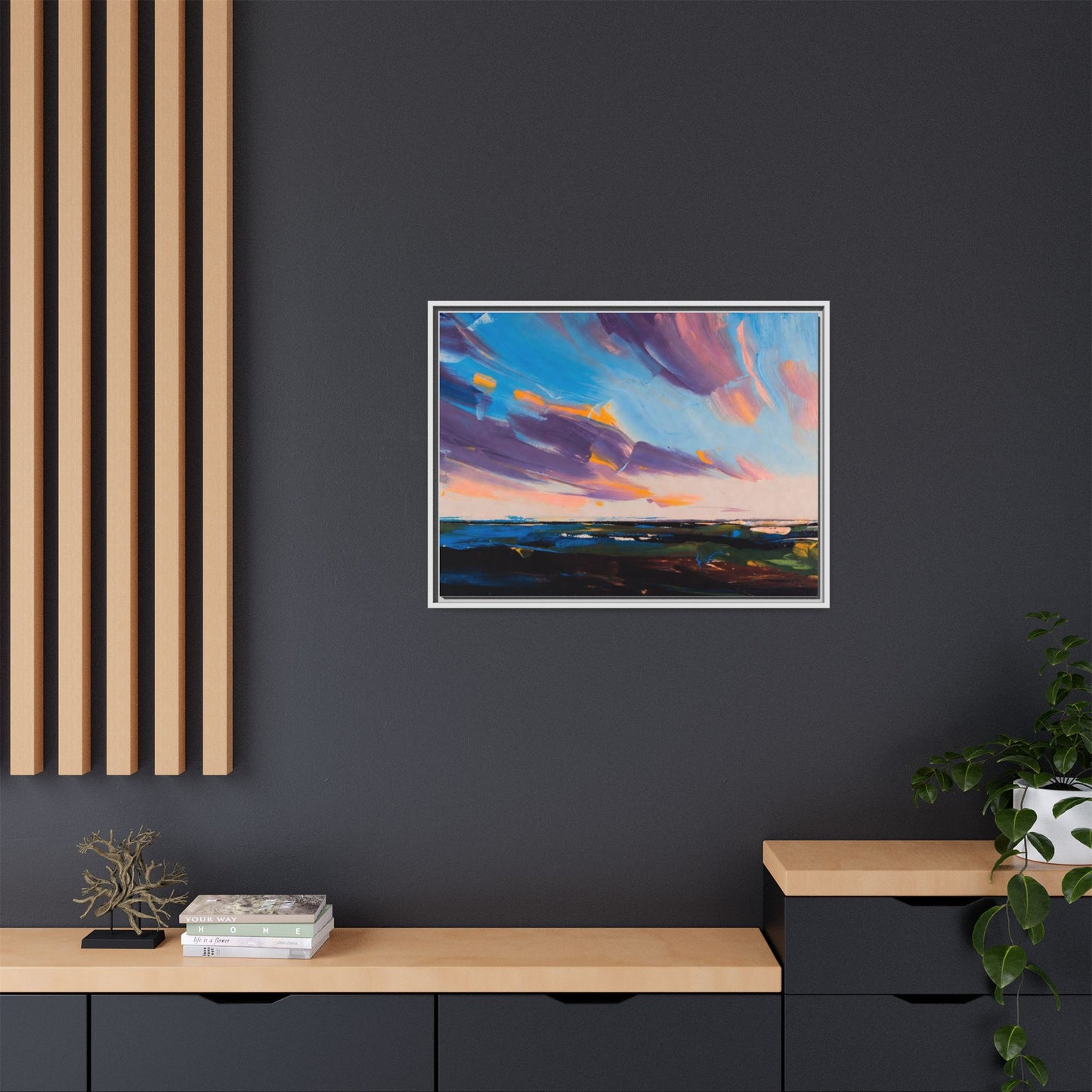 Framed Matte Canvas Abstract Seascape Sunset Art Print