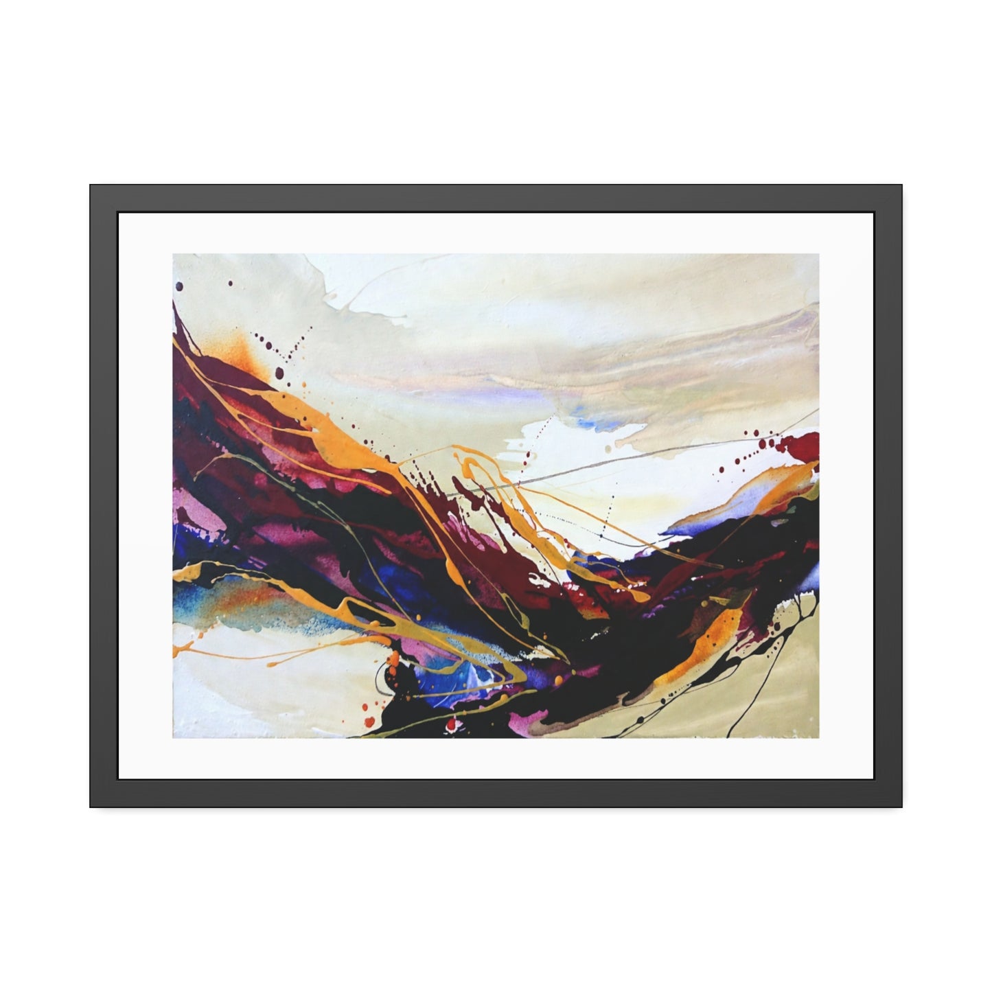Abstract Color Splash Framed Paper Poster — Modern Wall Art Print