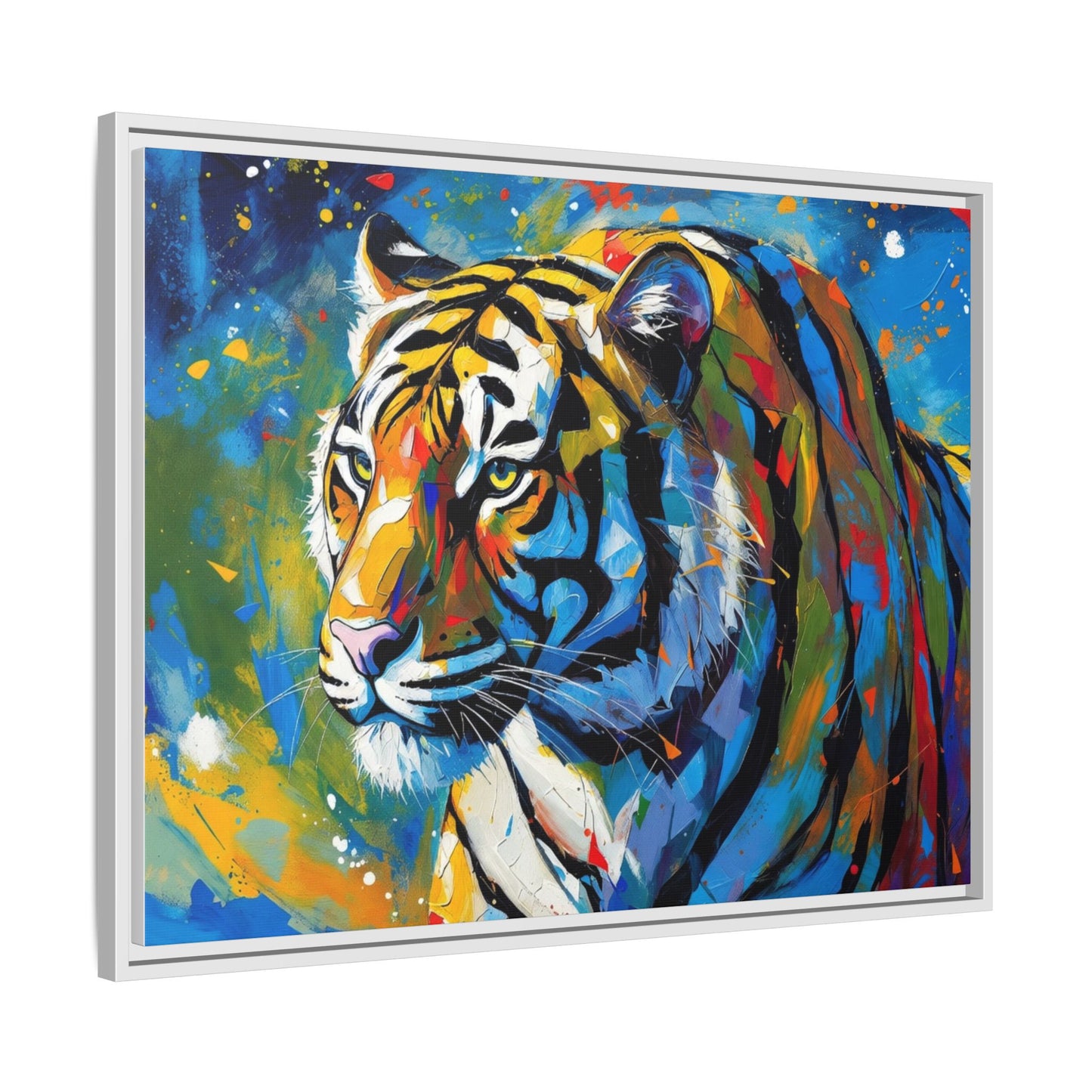 Colorful Tiger Matte Canvas Framed Art — Vibrant Wildlife Wall Decor