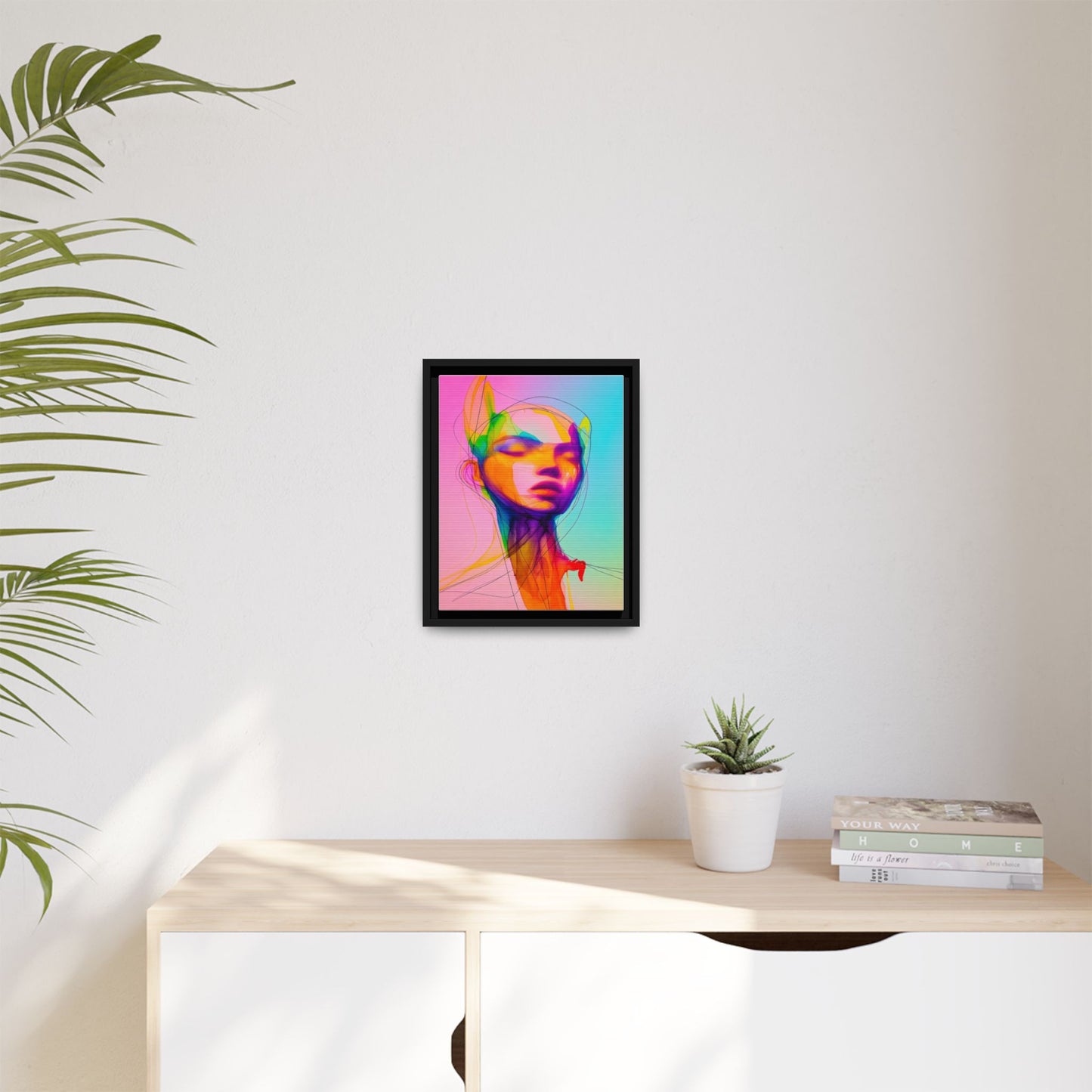 Framed Matte Canvas Art — Vibrant Abstract Portrait Wall Print