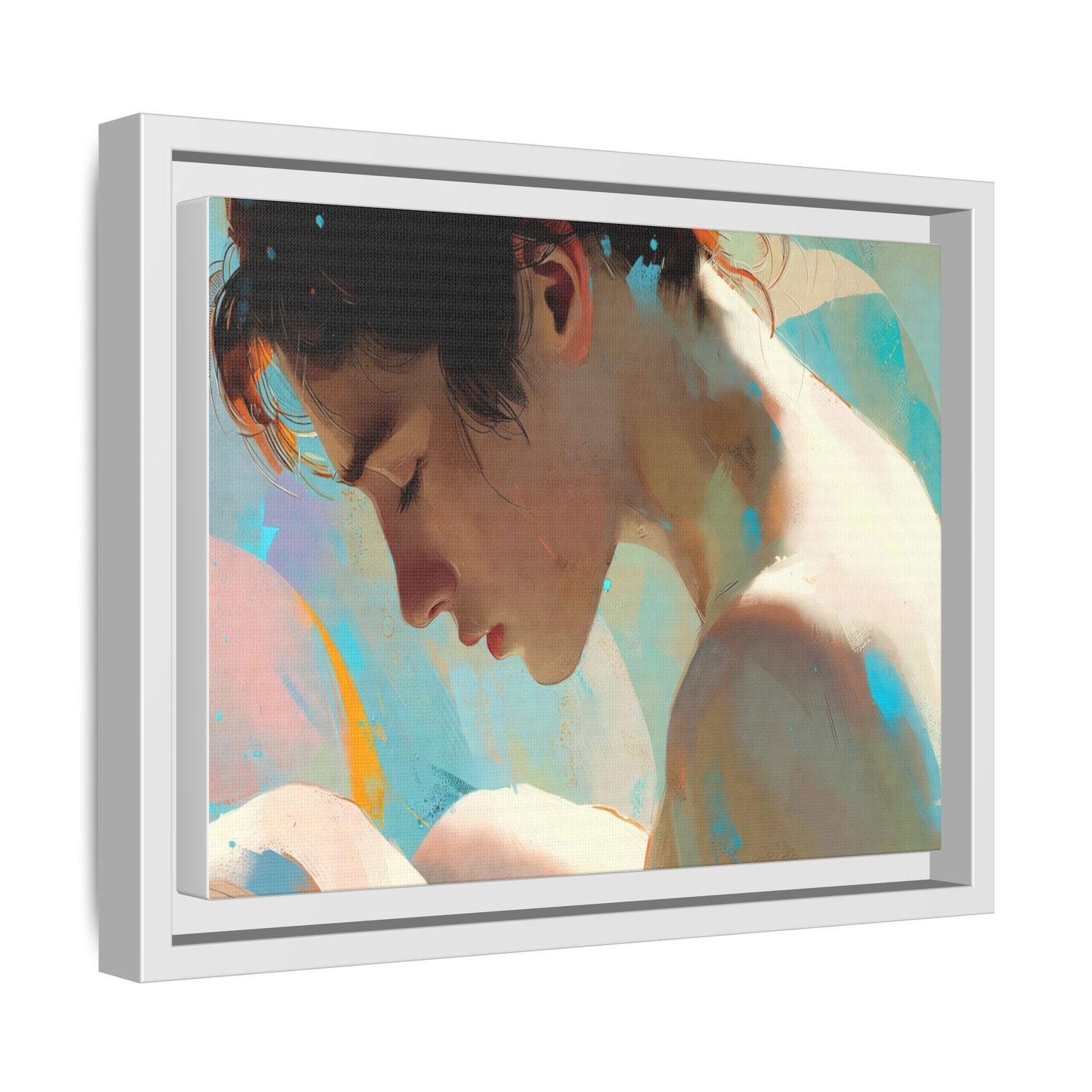 Framed Matte Canvas Print — Dreamy Portrait Art (Multi‑Color)