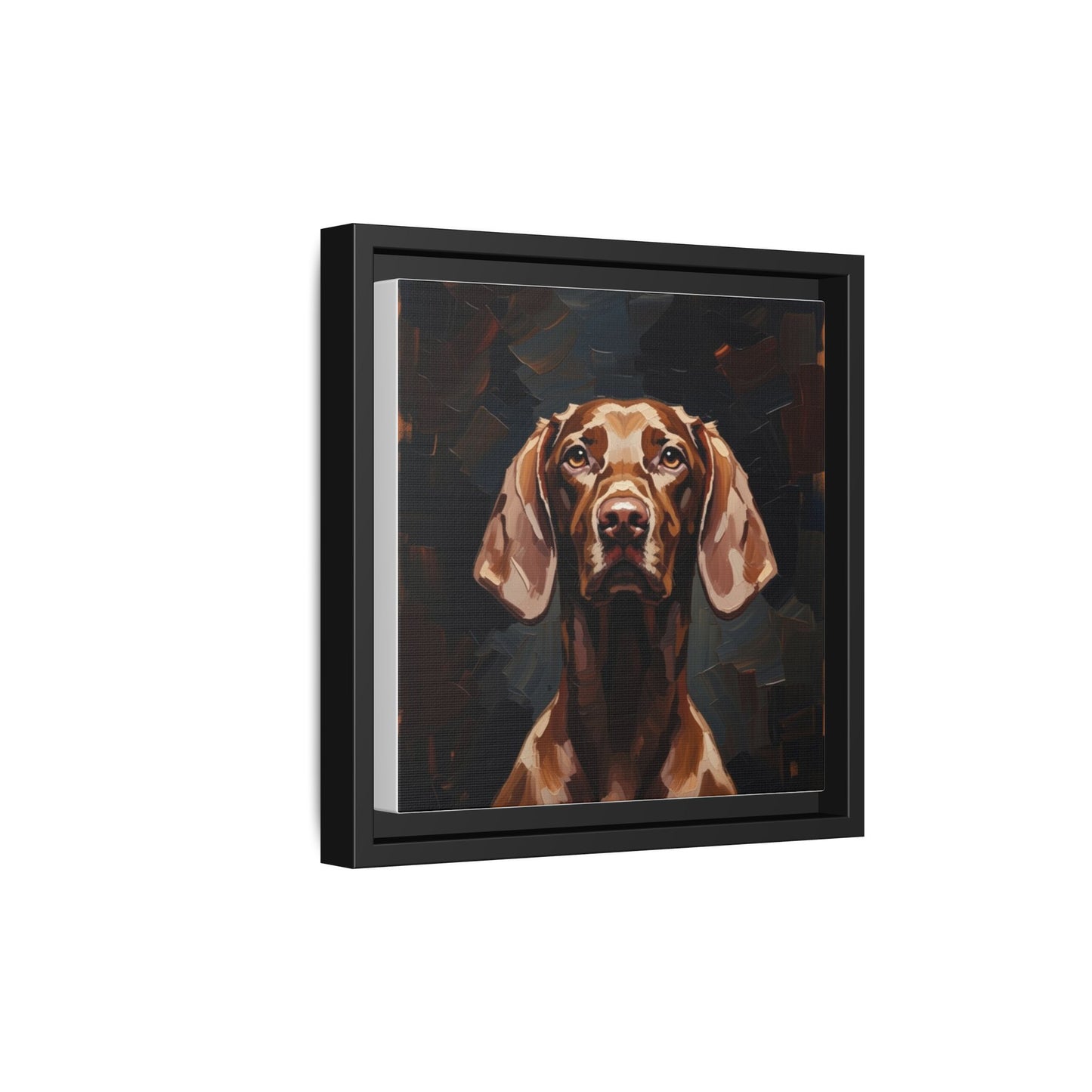 Framed Matte Canvas Dog Portrait – Brown Vizsla Wall Art