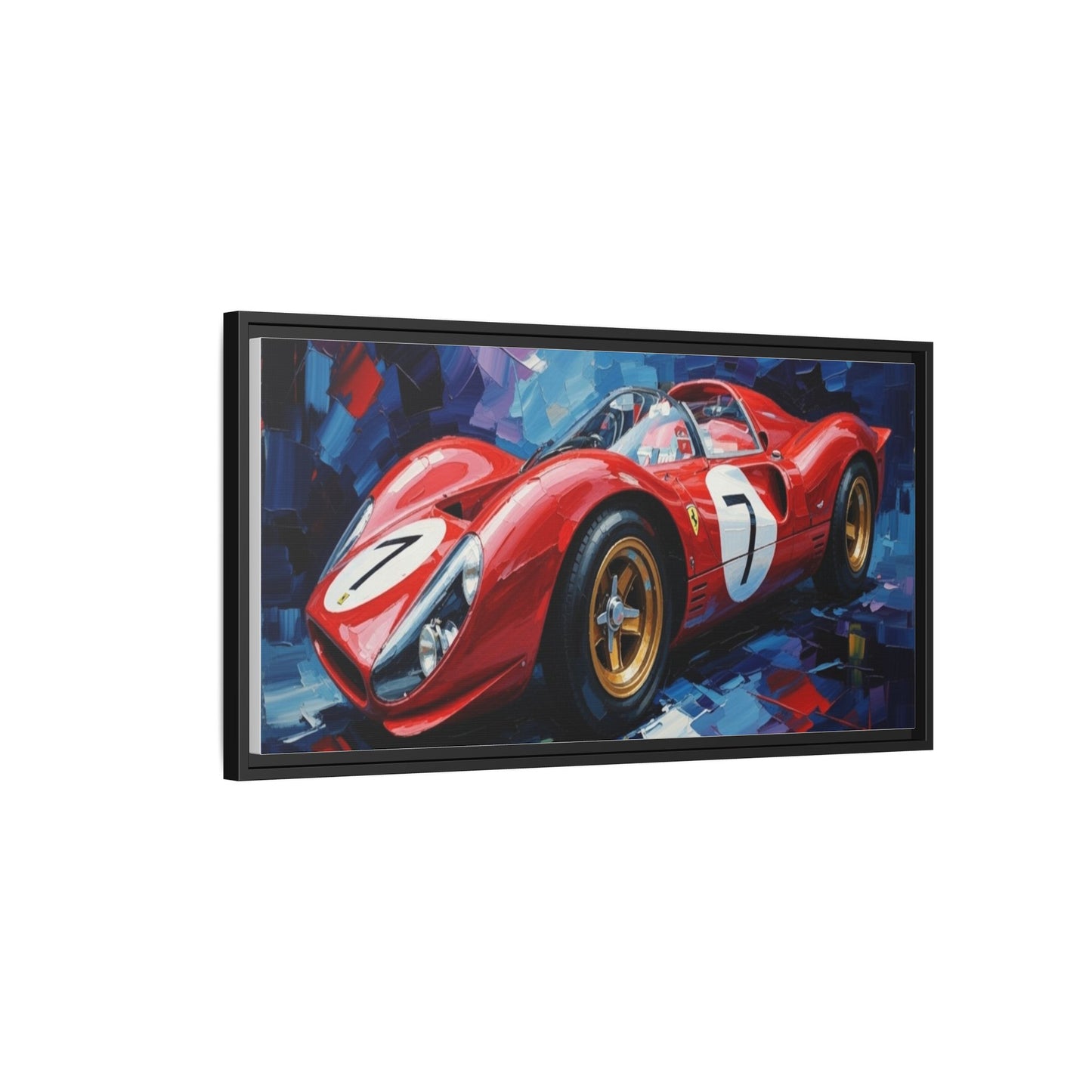 Vintage Ferrari Red Racecar Matte Canvas Framed Wall Art