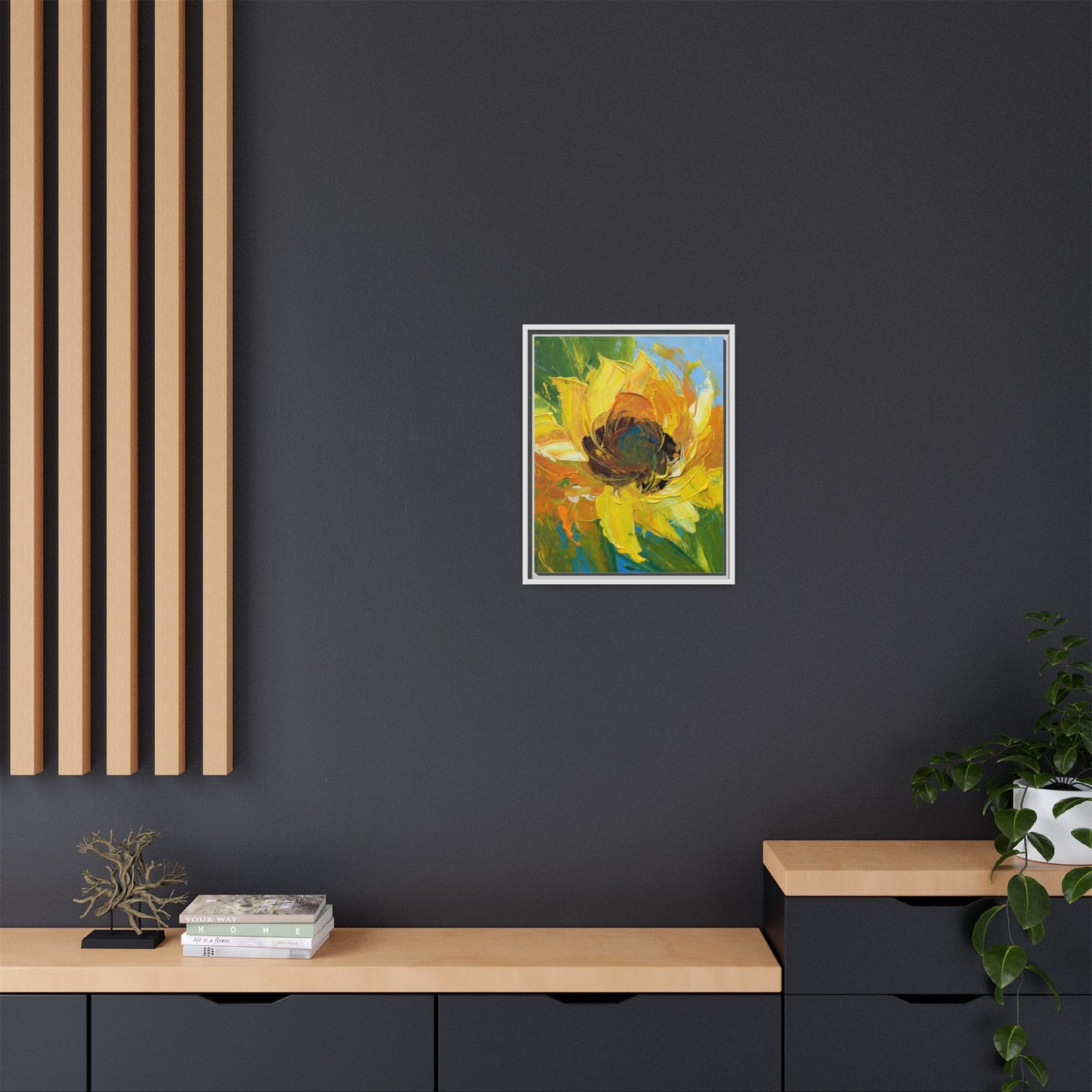 Framed Sunflower Abstract Matte Canvas Print