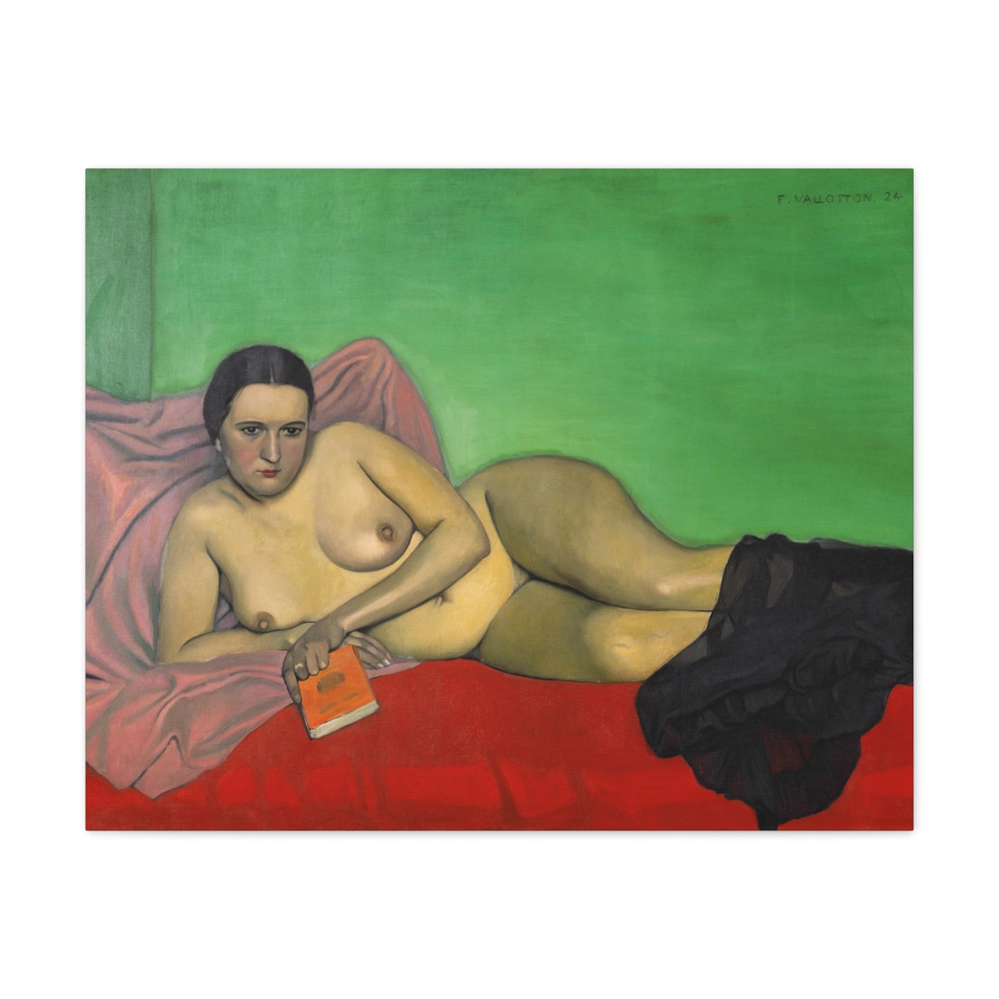 Femme nue tenant un livre by Félix Vallotton Matte Canvas Wall Art Print