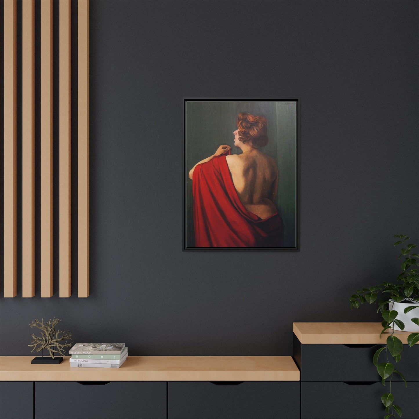 Femme au châle rouge by Félix Vallotton Framed Matte Canvas Wall Art Print