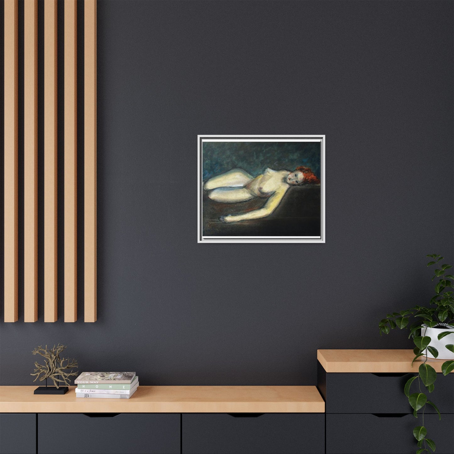 Lying nude by Paul Gosselin Framed Matte Canvas Wall Art Print