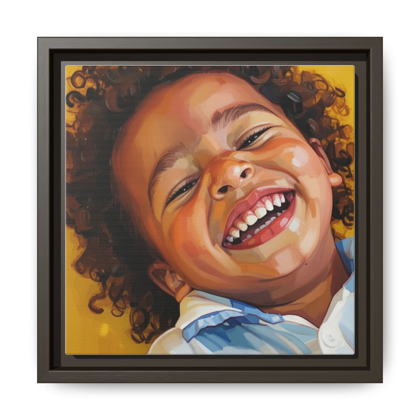 Framed Matte Canvas Print – Joyful Child Portrait, Colorful Nursery Wall Art