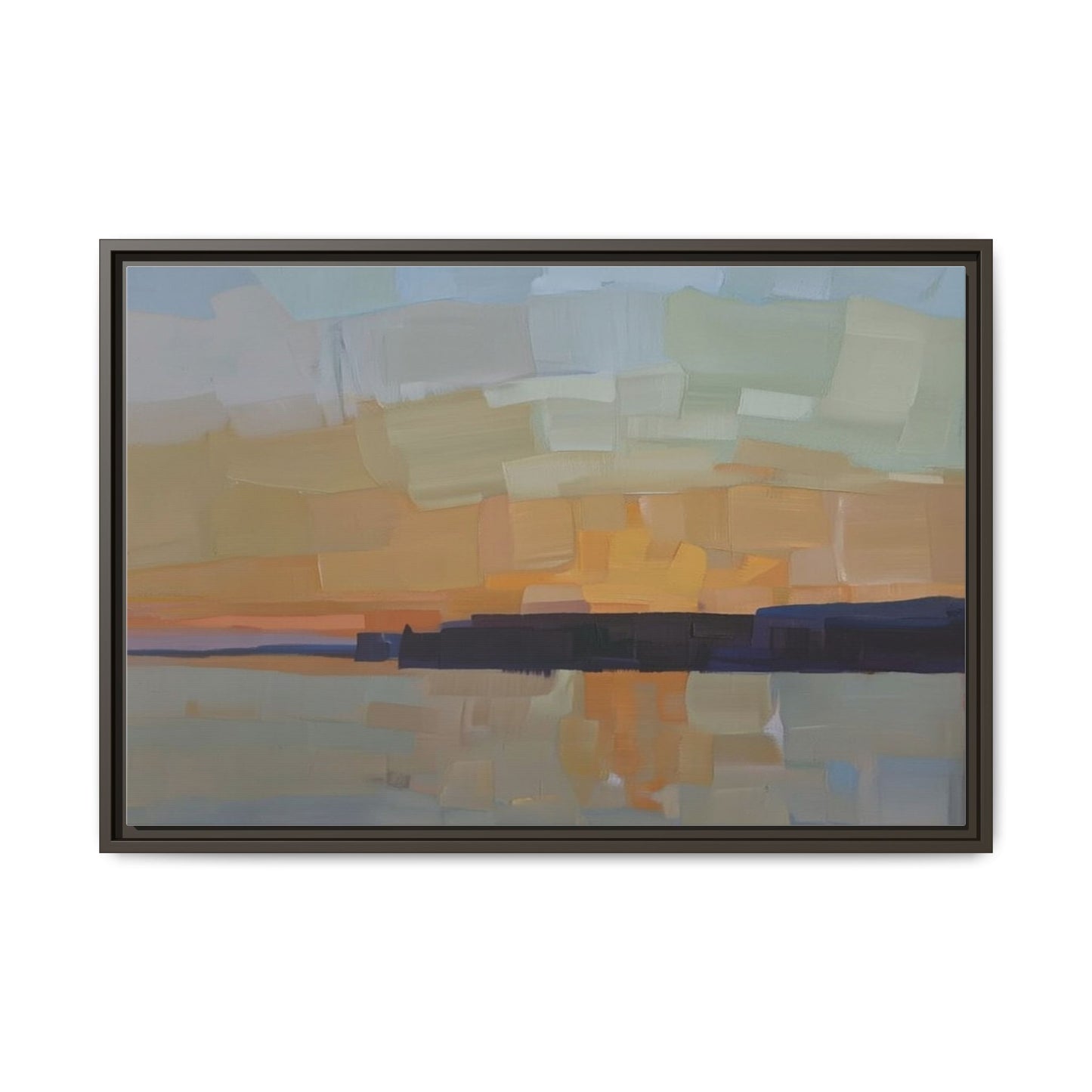 Framed Matte Canvas Sunset Abstract Landscape Art Print