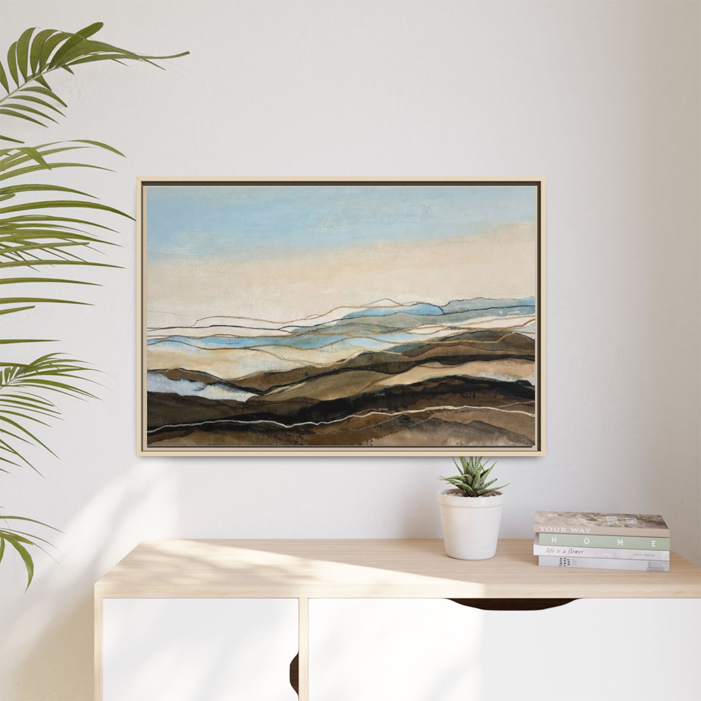 Framed Matte Canvas Print — Abstract Coastal Landscape Wall Art