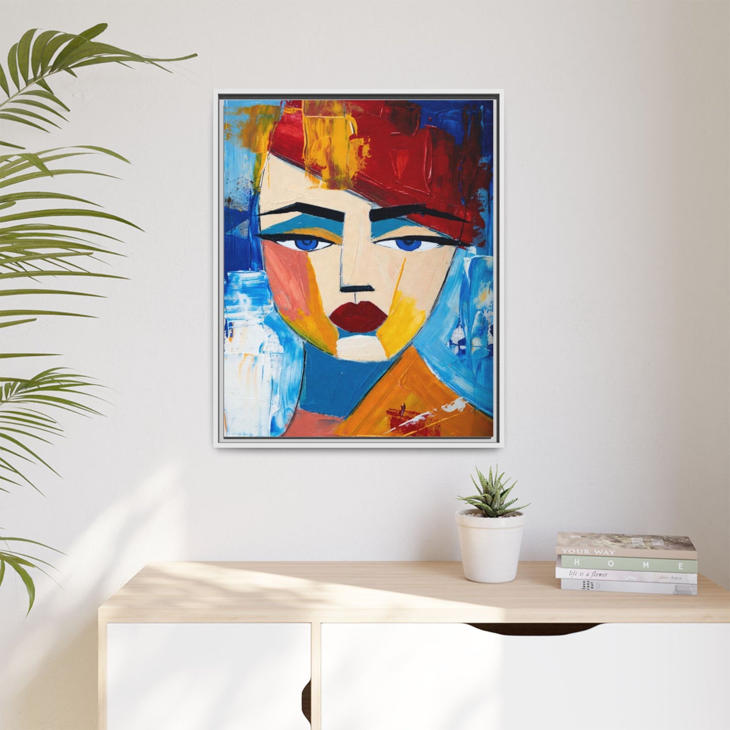 Abstract Colorful Portrait Framed Canvas Art