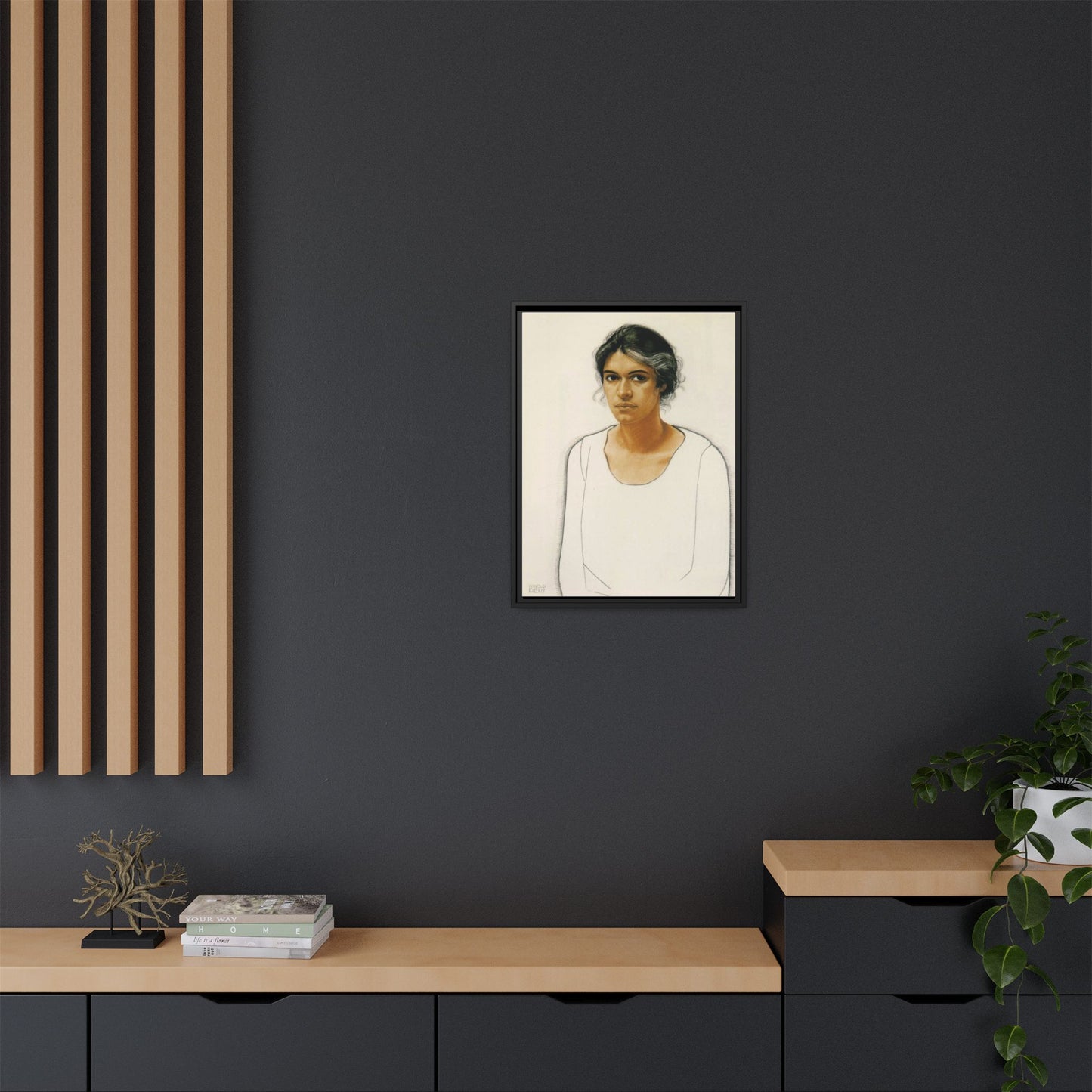 Portrait of a Woman by Winold Reiss Framed Matte Canvas Portrait Print