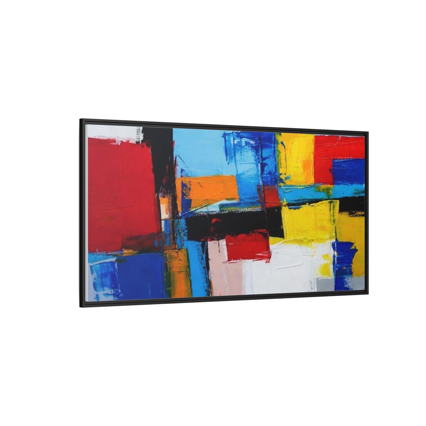 Abstract Color Block Matte Canvas Framed Wall Art