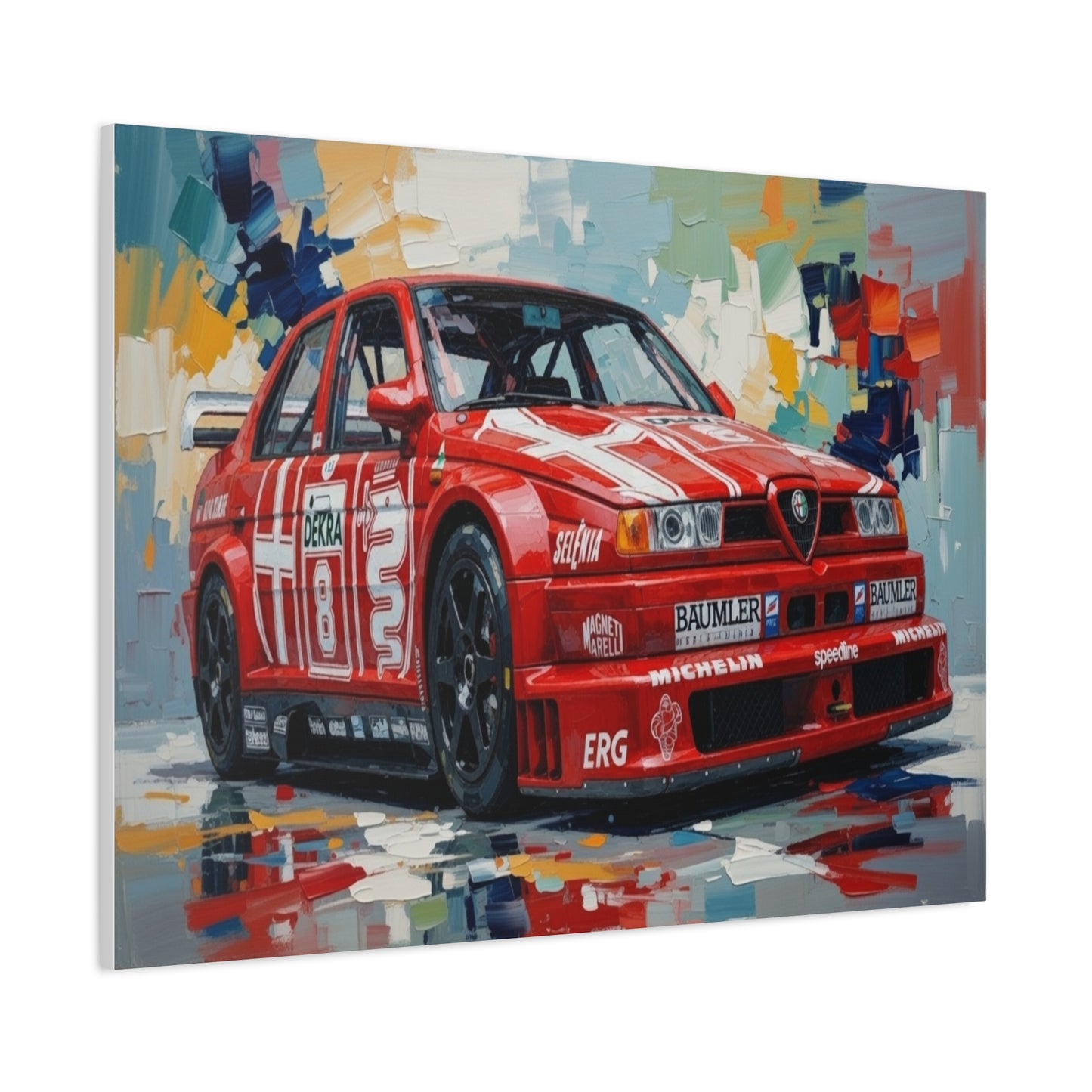 Racing Alfa Romeo Canvas Print — Red Race Car Stretched Wall Art