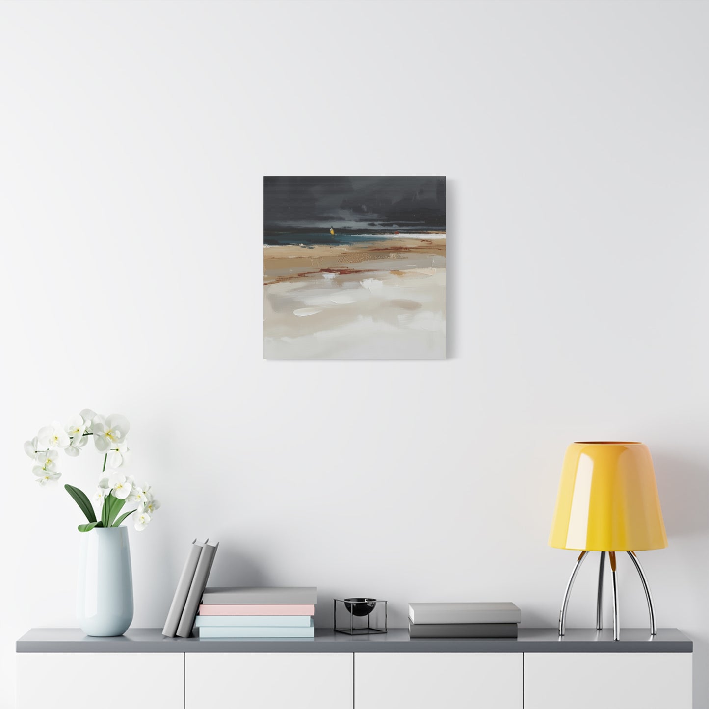 Beachscape Canvas Art — Stormy Seascape Matte Stretched Wall Art