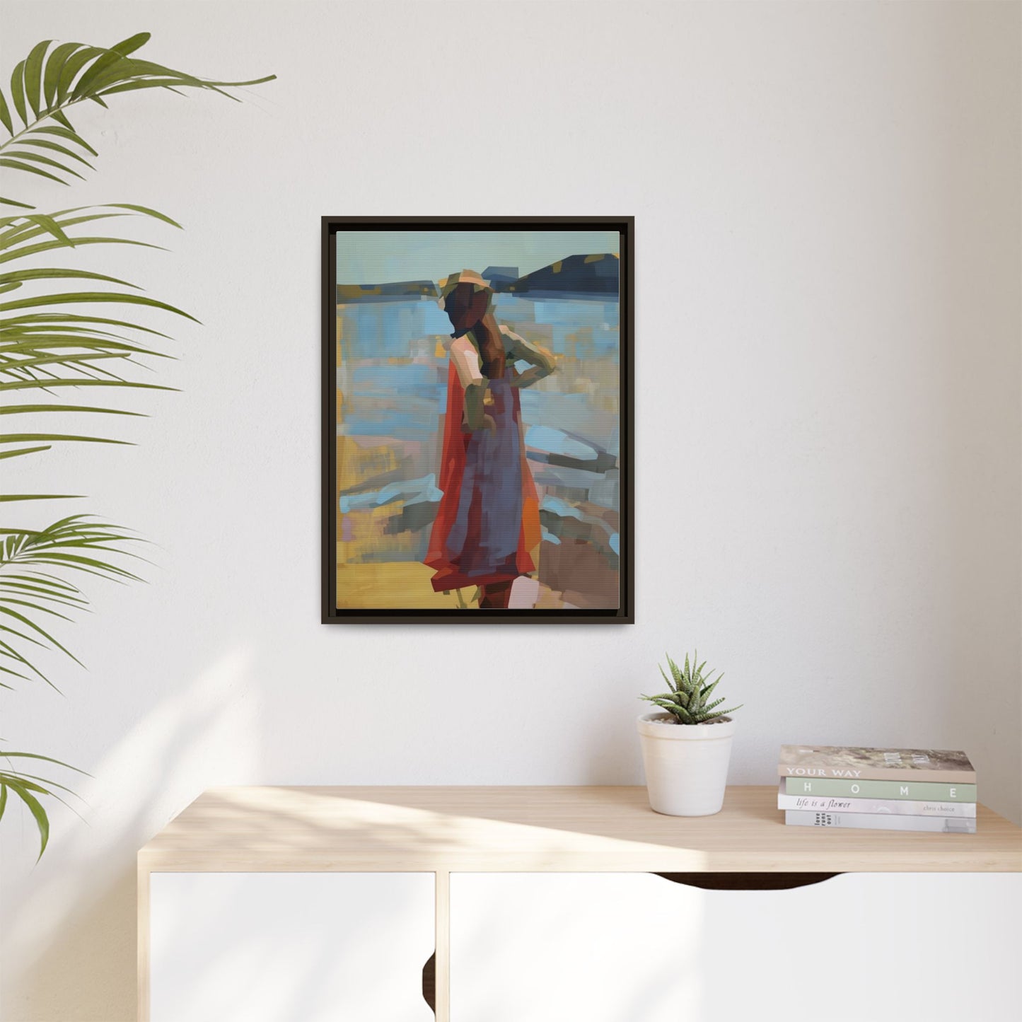 Framed Matte Canvas Print — Coastal Woman Abstract Art