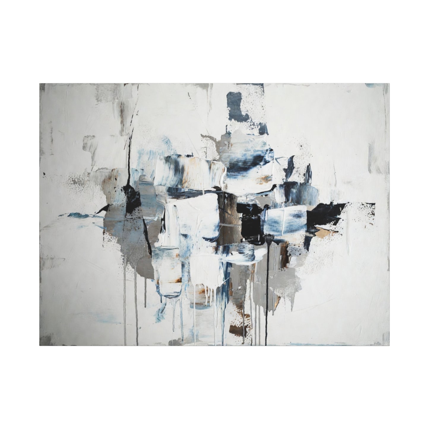 Abstract Blue & Gray Canvas Wall Art — Stretched Matte Canvas