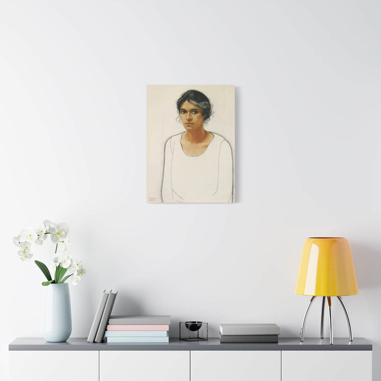 Portrait of a Woman by Winold Reiss Canvas Print – Matte Stretched Wall Art