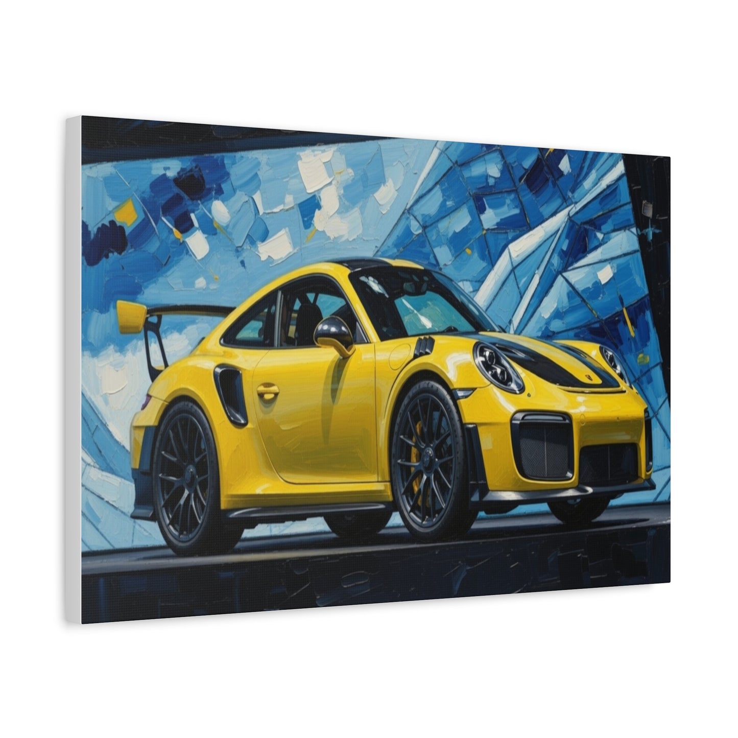 Yellow Porsche Sports Car Canvas Print — Modern Automotive Wall Art