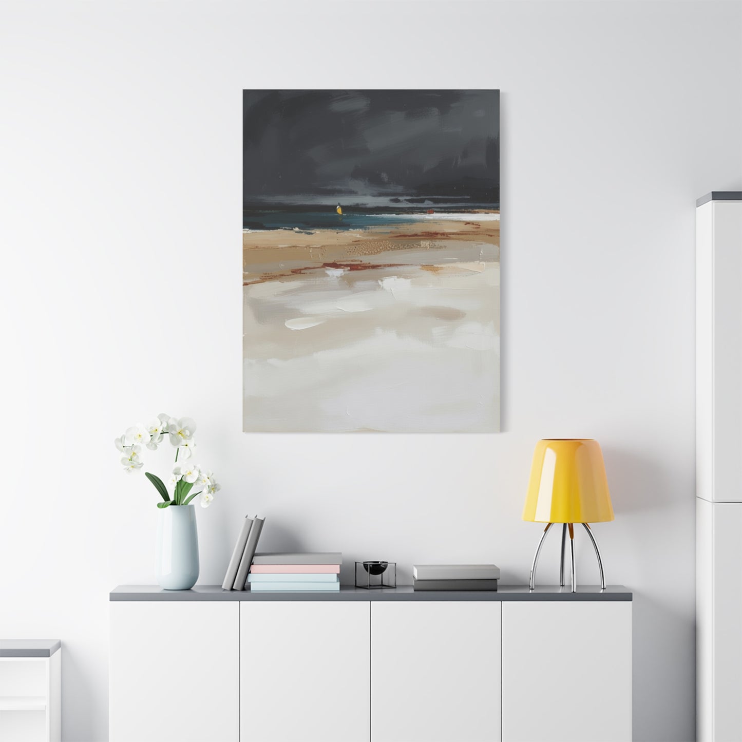 Beachscape Canvas Art — Stormy Seascape Matte Stretched Wall Art