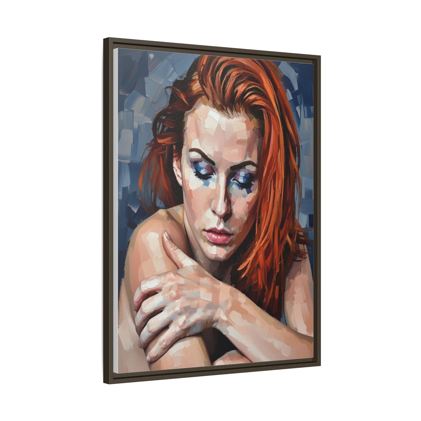 Framed Matte Canvas Art – Contemplative Redhead Portrait