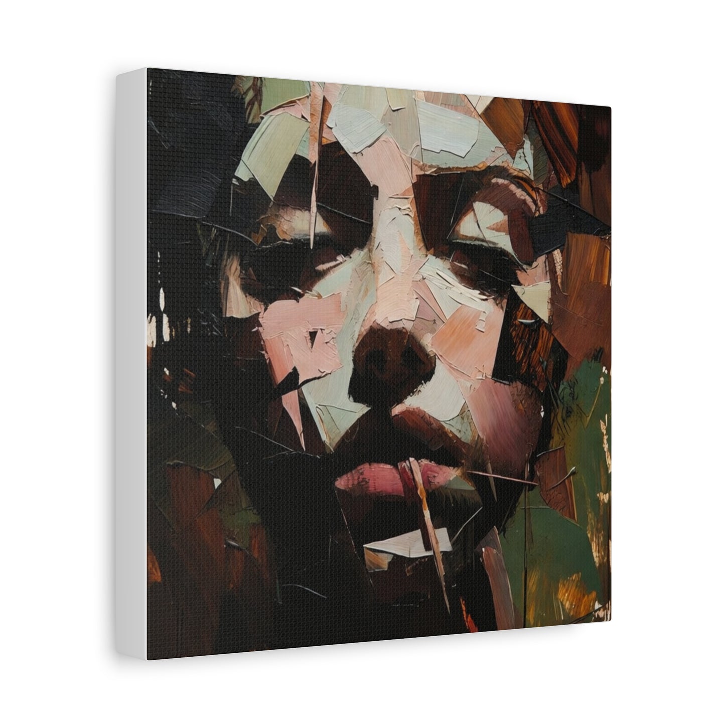 Abstract Portrait Matte Stretched Canvas (1.25") — Contemporary Textured Face Art