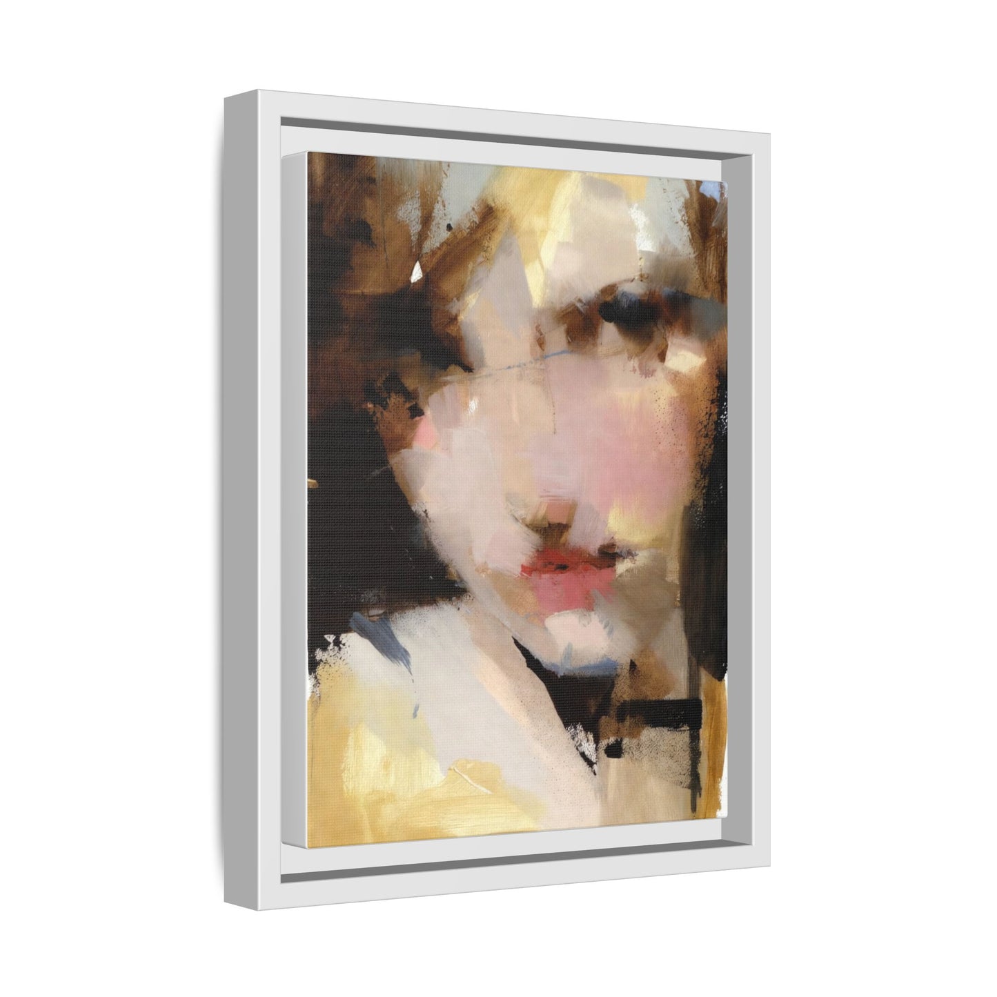 Abstract Portrait Matte Canvas Framed Print — Modern Feminine Wall Art