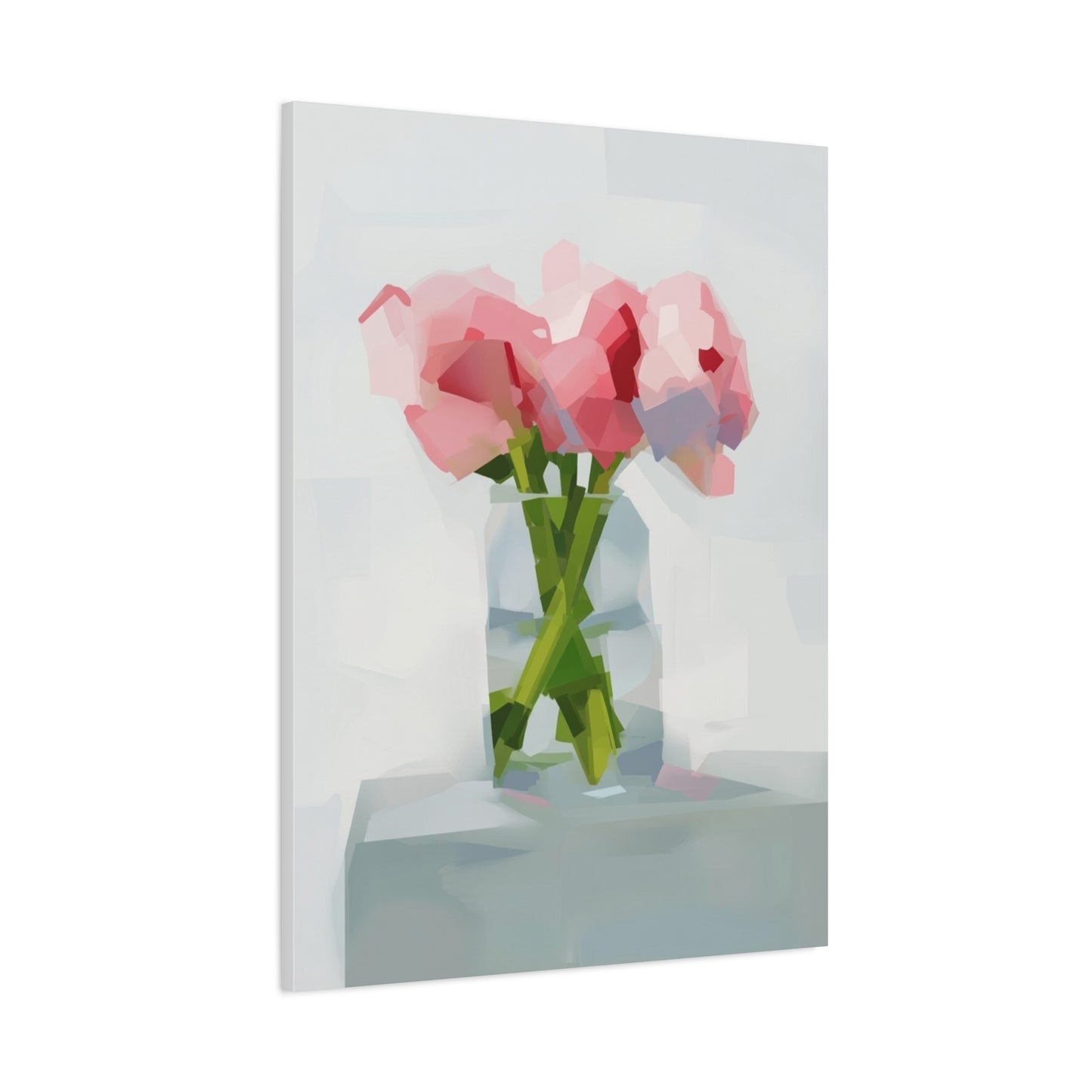 Pink Peonies Vase Canvas Art — Stretched Matte Wall Decor