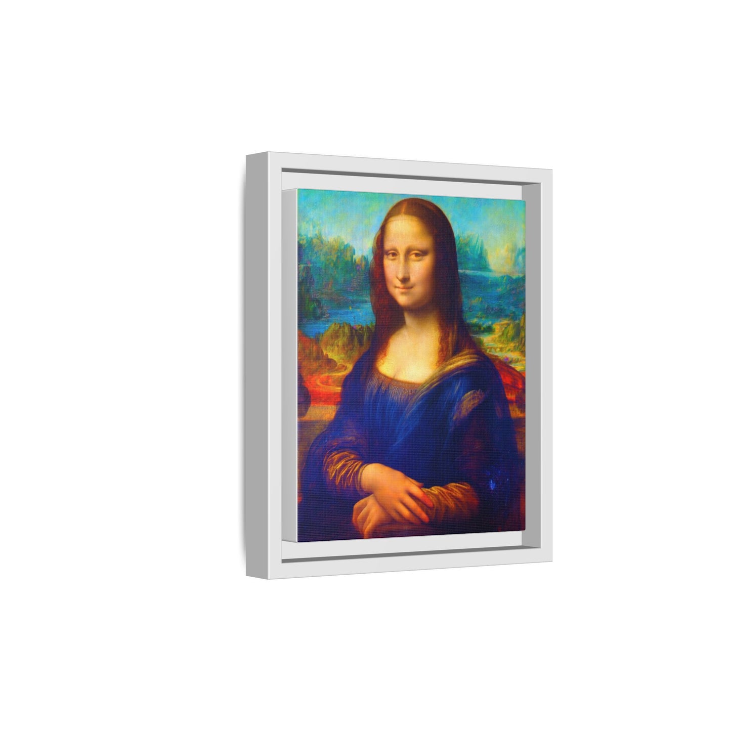 Framed Matte Canvas Print — Colorful Mona Lisa Wall Art